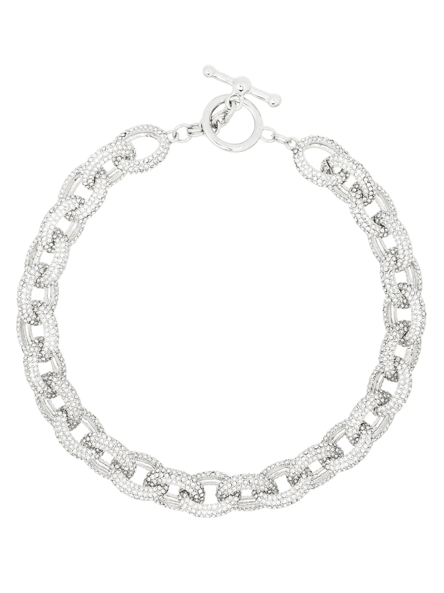 crystal-embellished oval-chain necklace