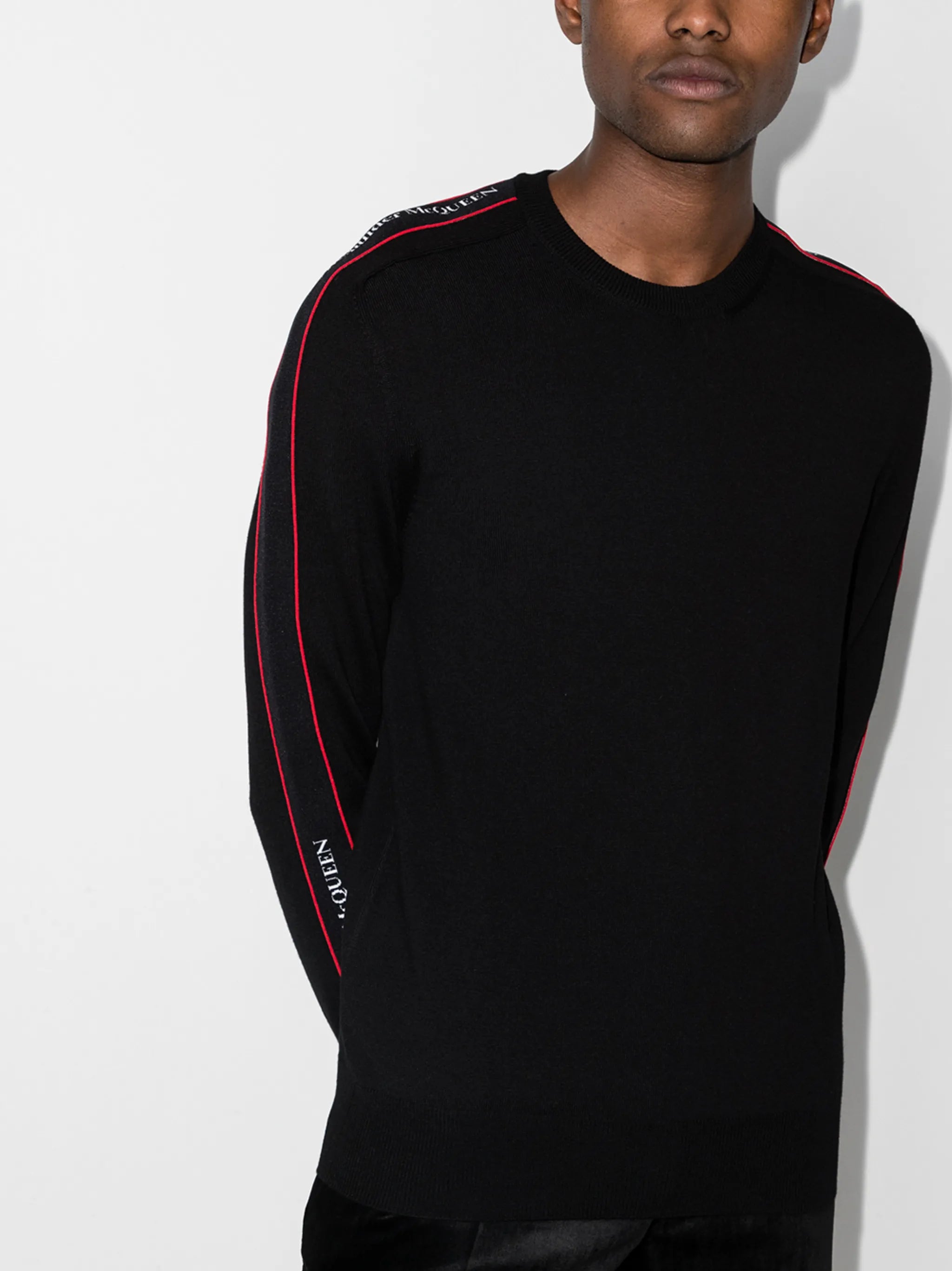 logo-tape wool jumper