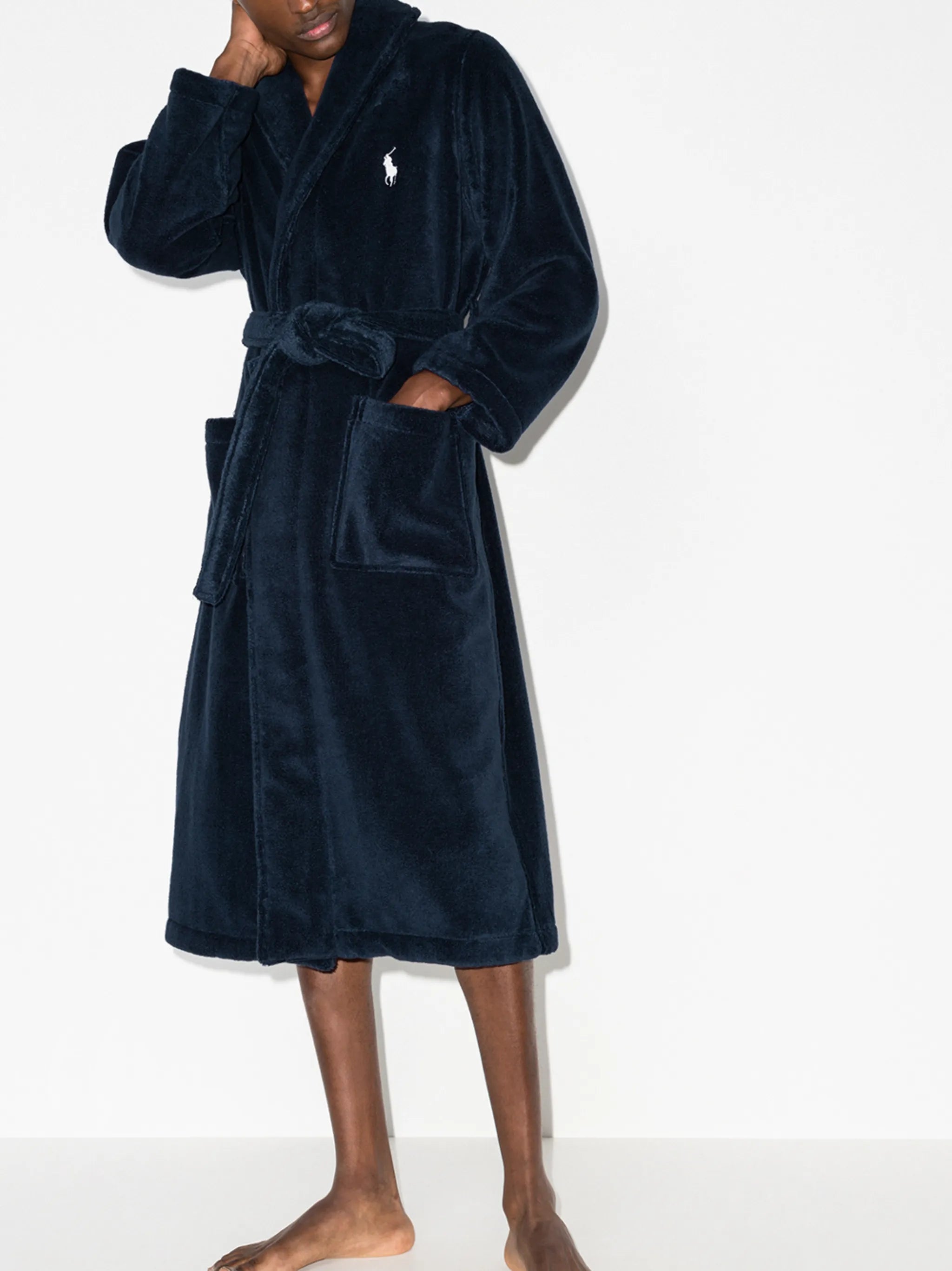 logo-embroidered cotton robe