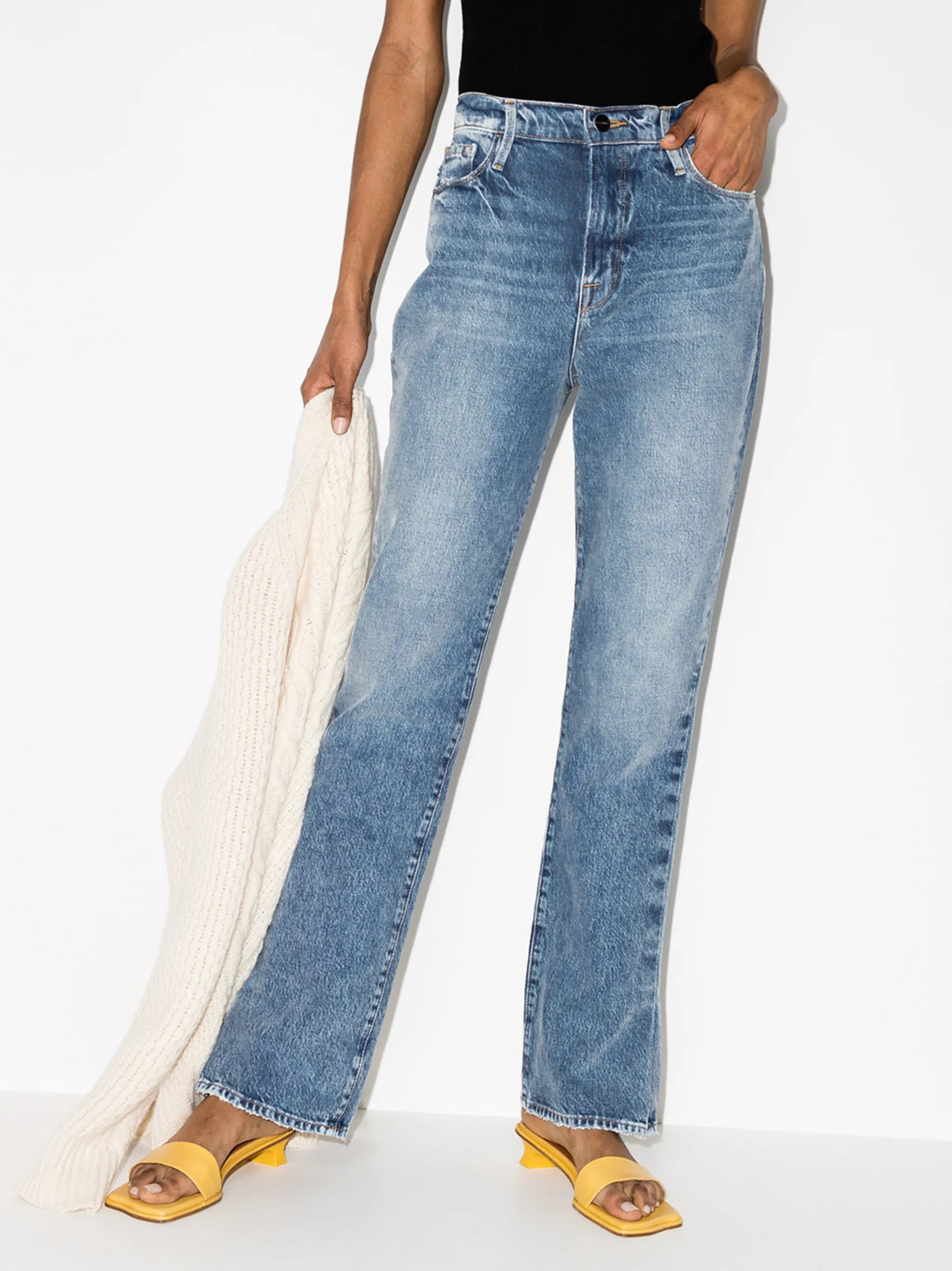 pleated-detail flared jeans