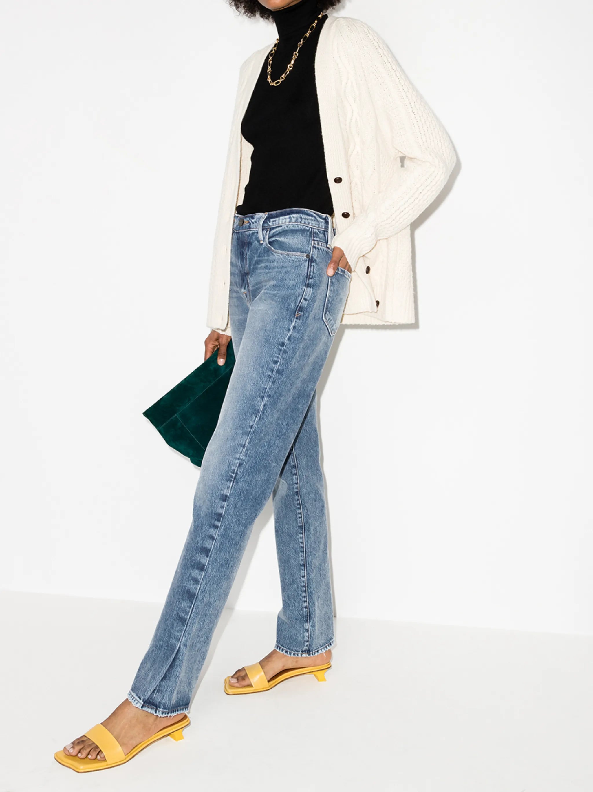 pleated-detail flared jeans