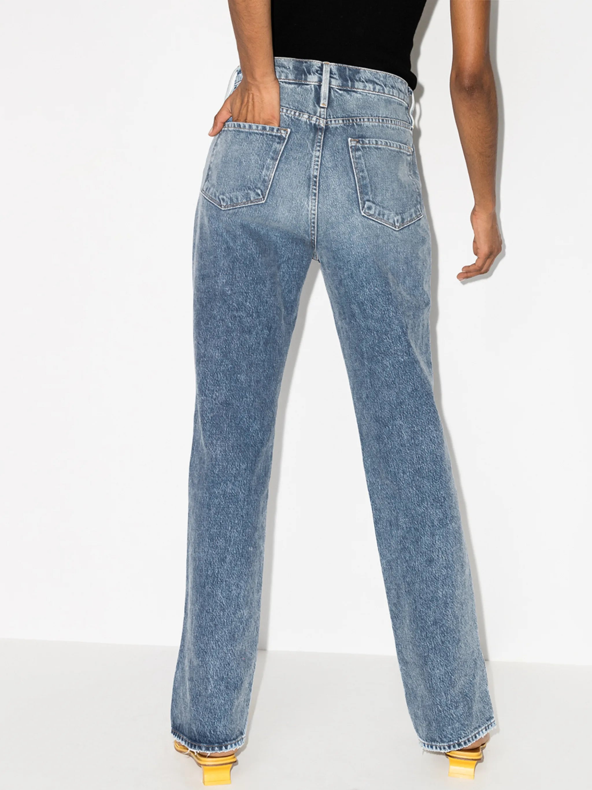 pleated-detail flared jeans