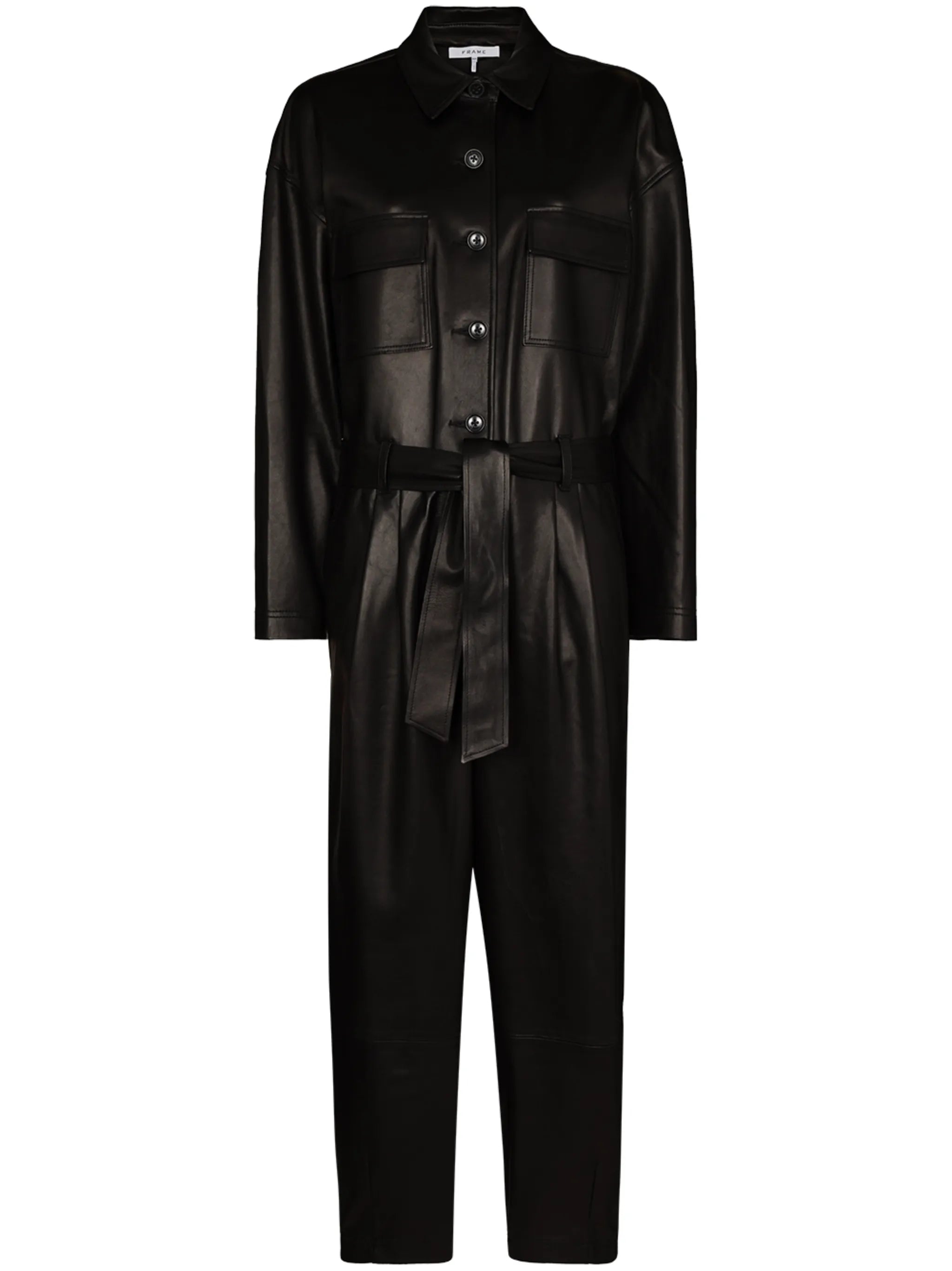 tied waist lambskin jumpsuit