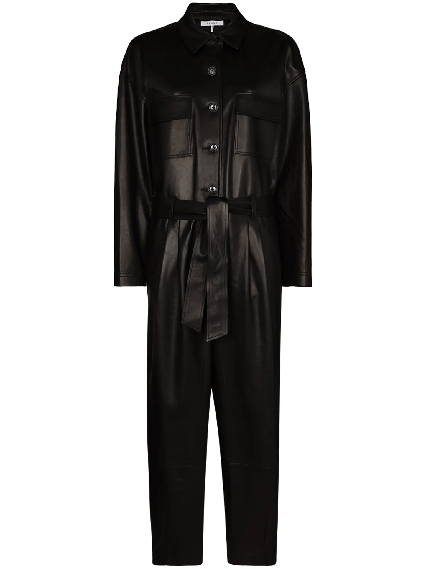 tied waist lambskin jumpsuit