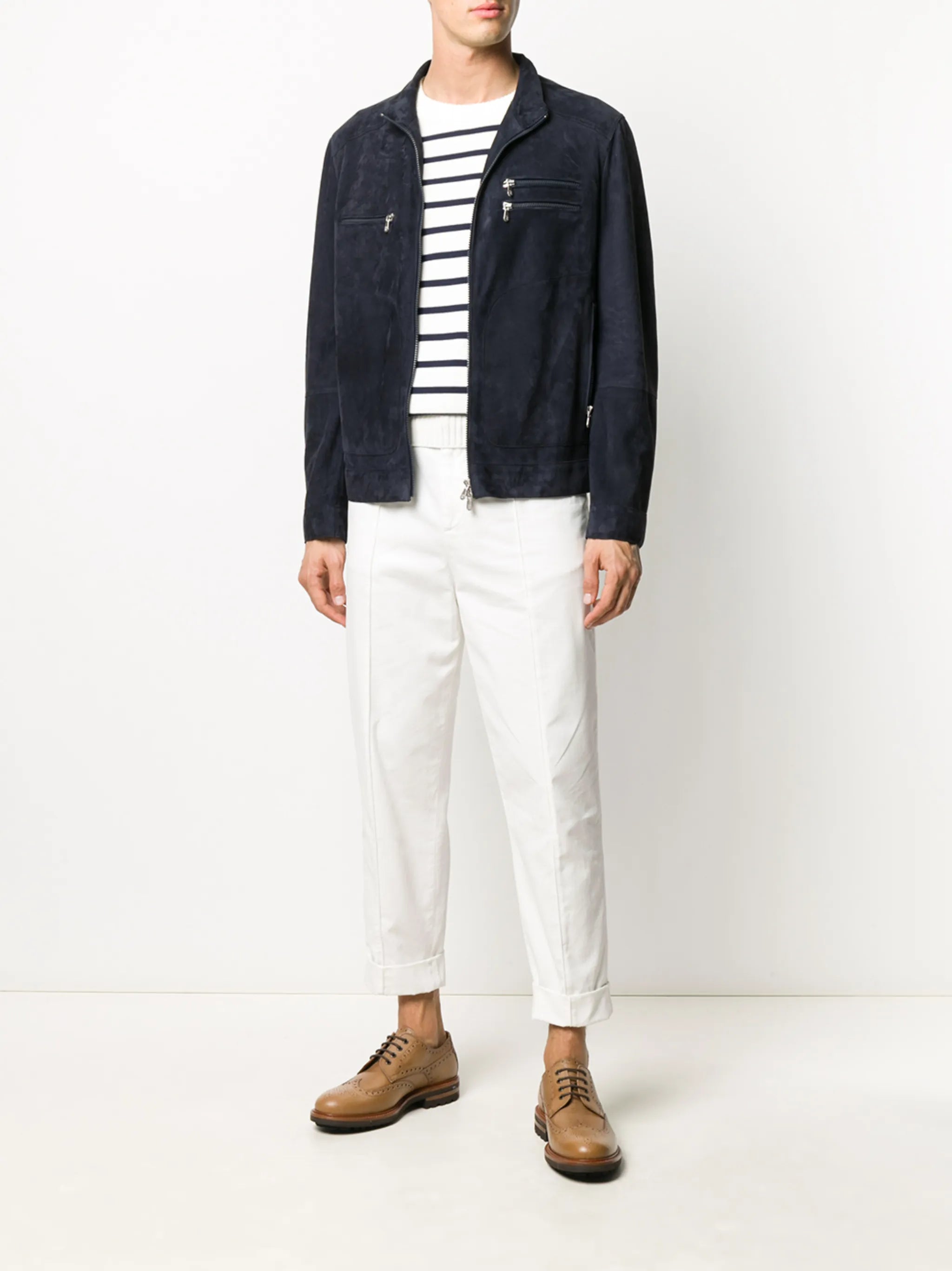 striped patch-pocket sweater