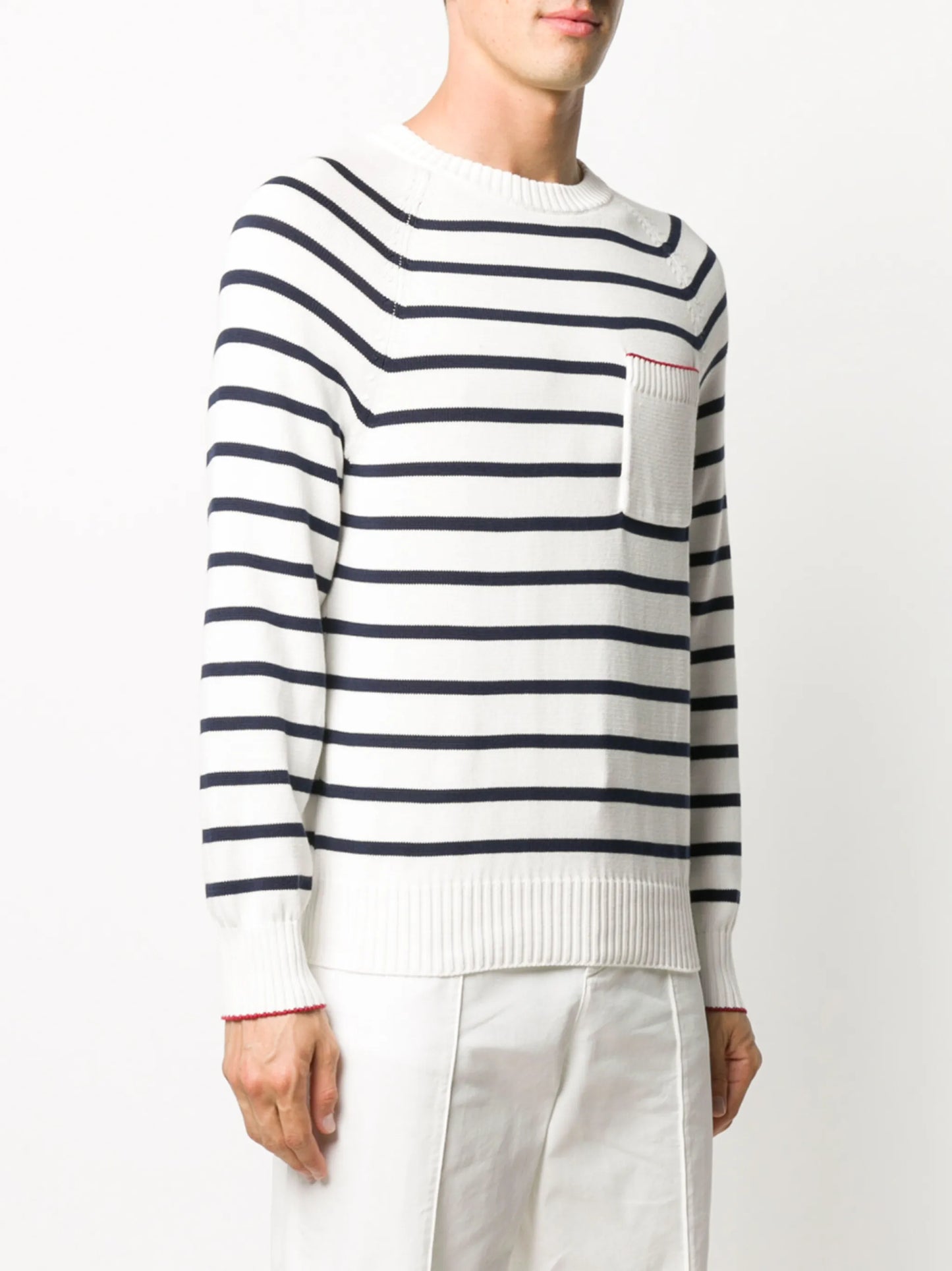 striped patch-pocket sweater