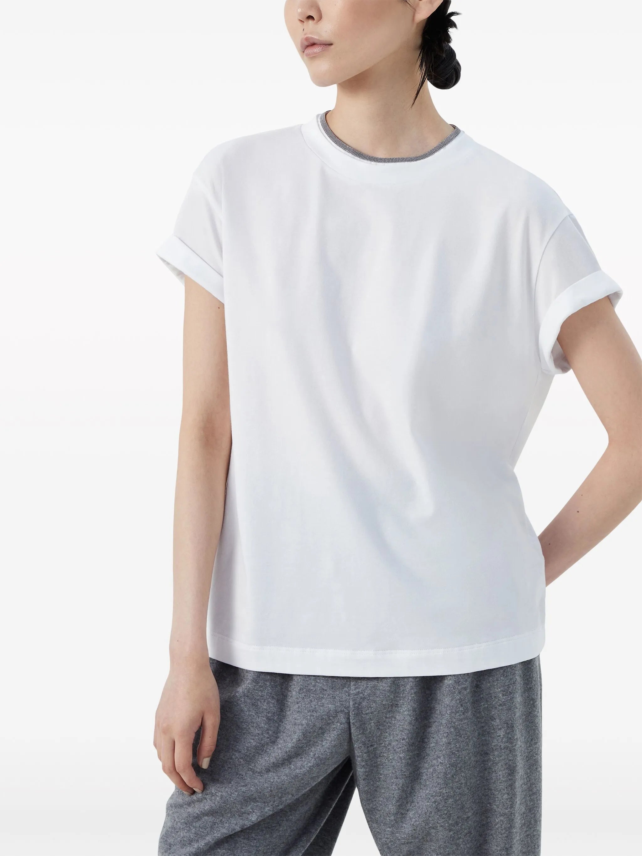 contrast-trim T-shirt