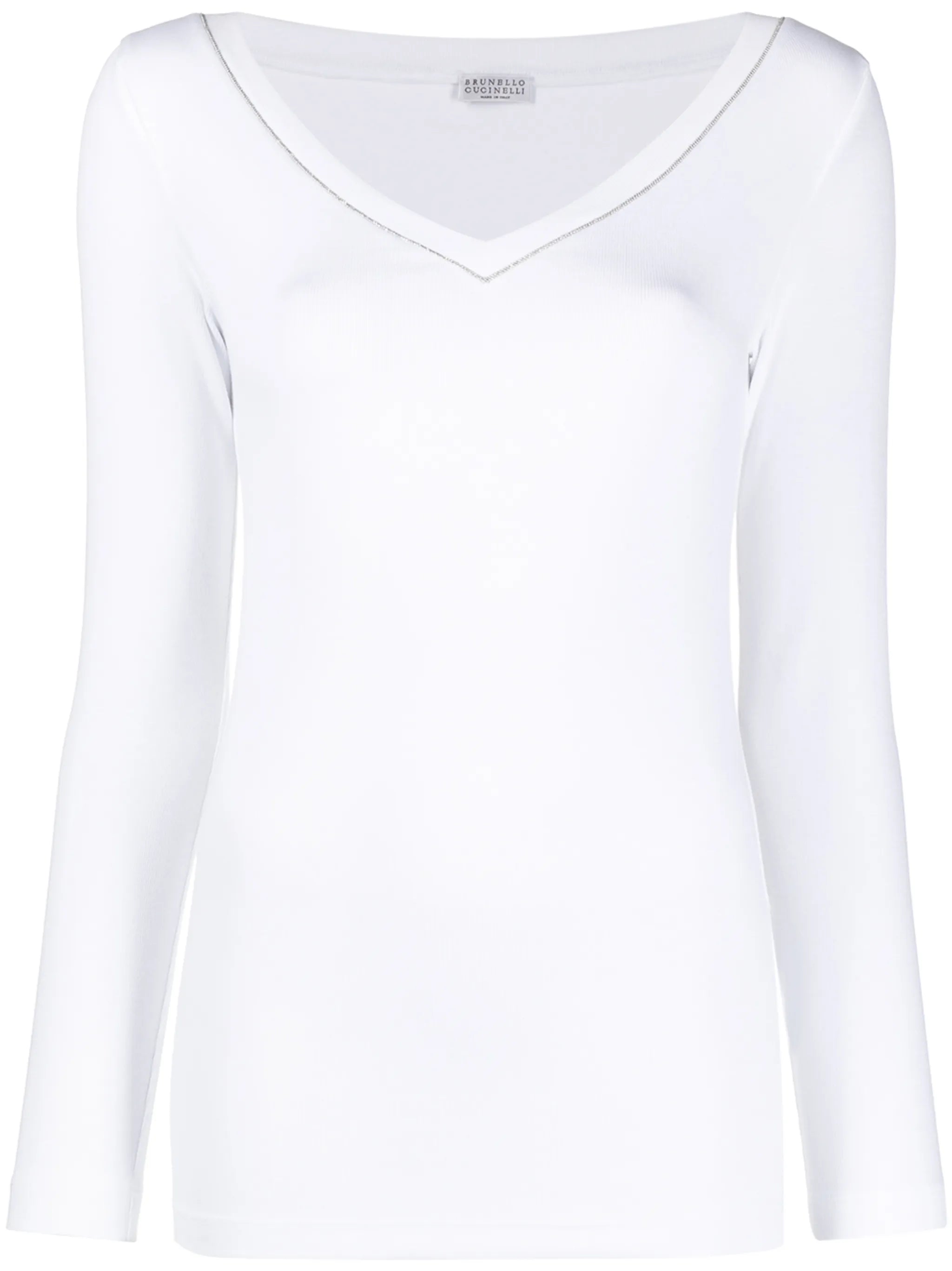 beaded neckline long-sleeve top