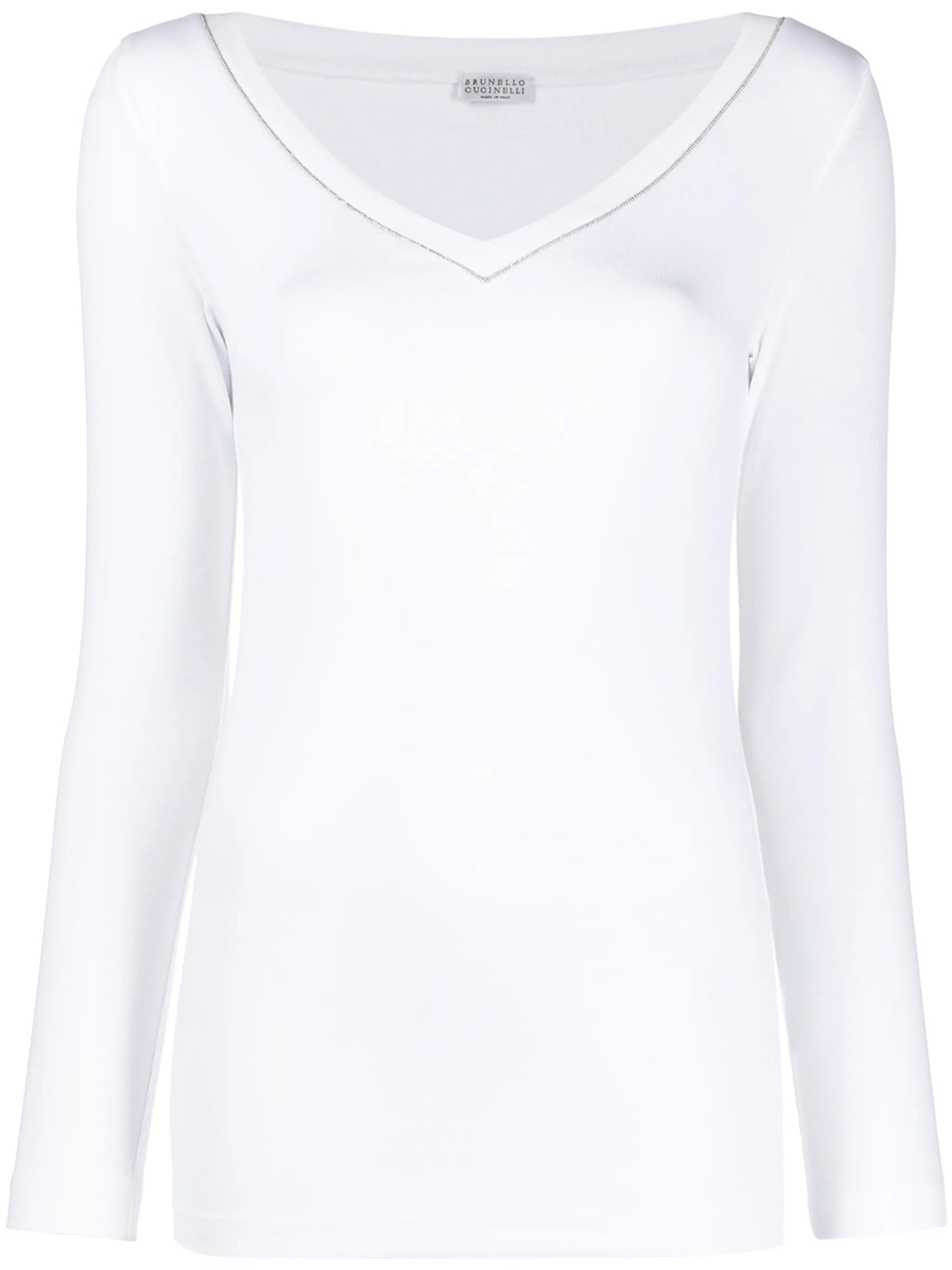 beaded neckline long-sleeve top