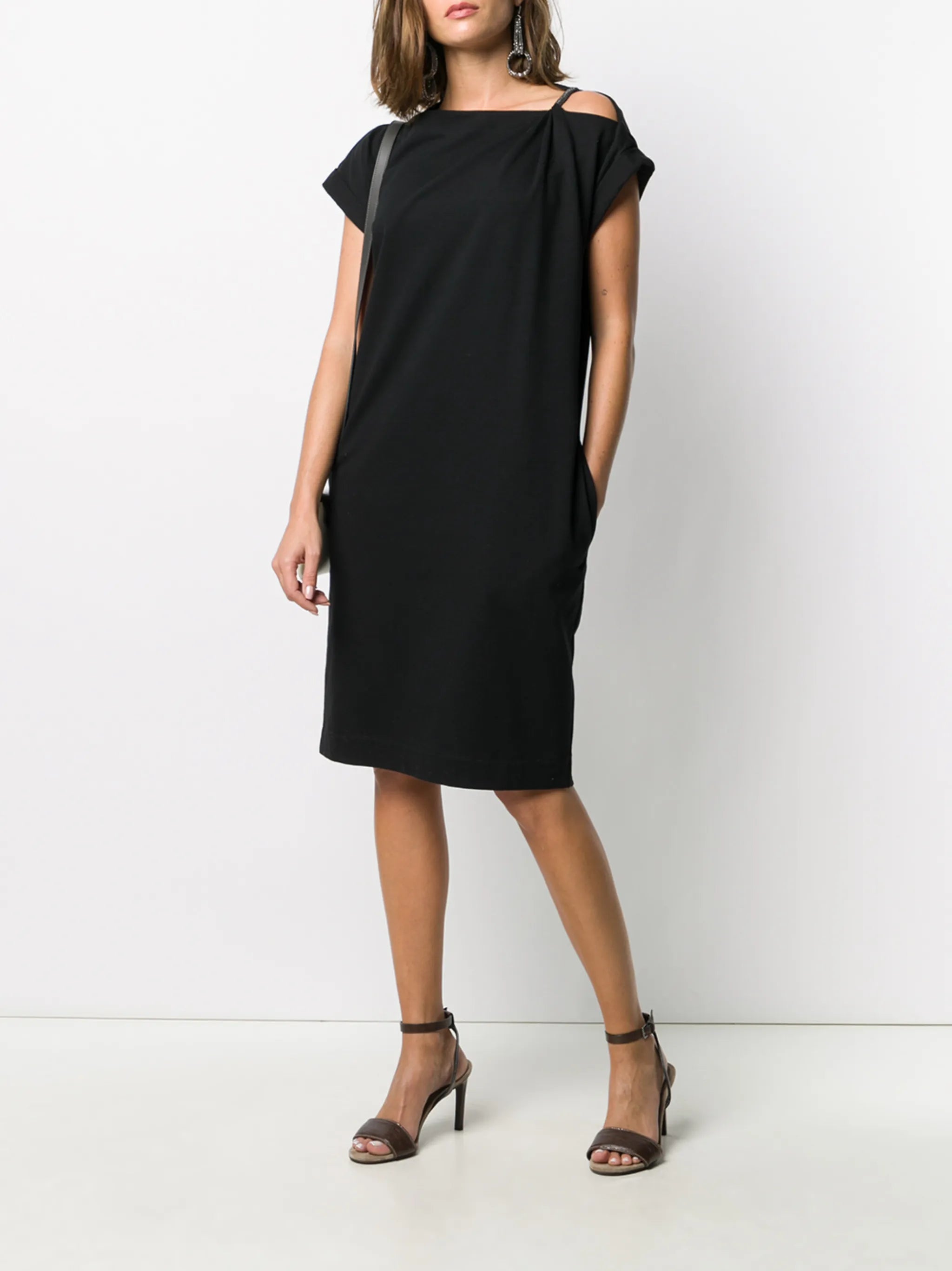 slash neck T-shirt dress