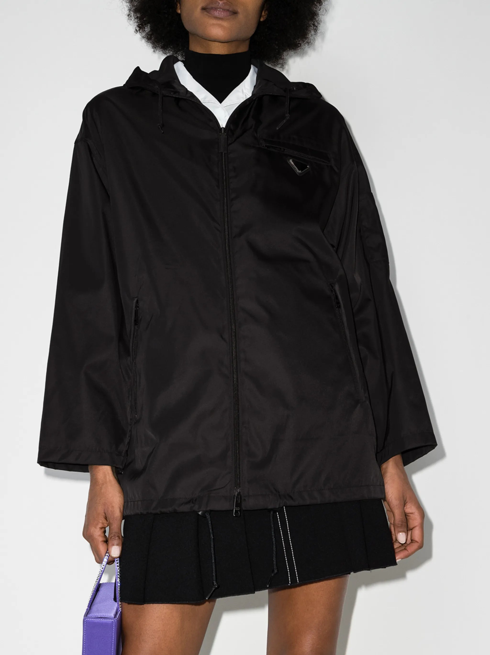 triangle-logo hooded raincoat