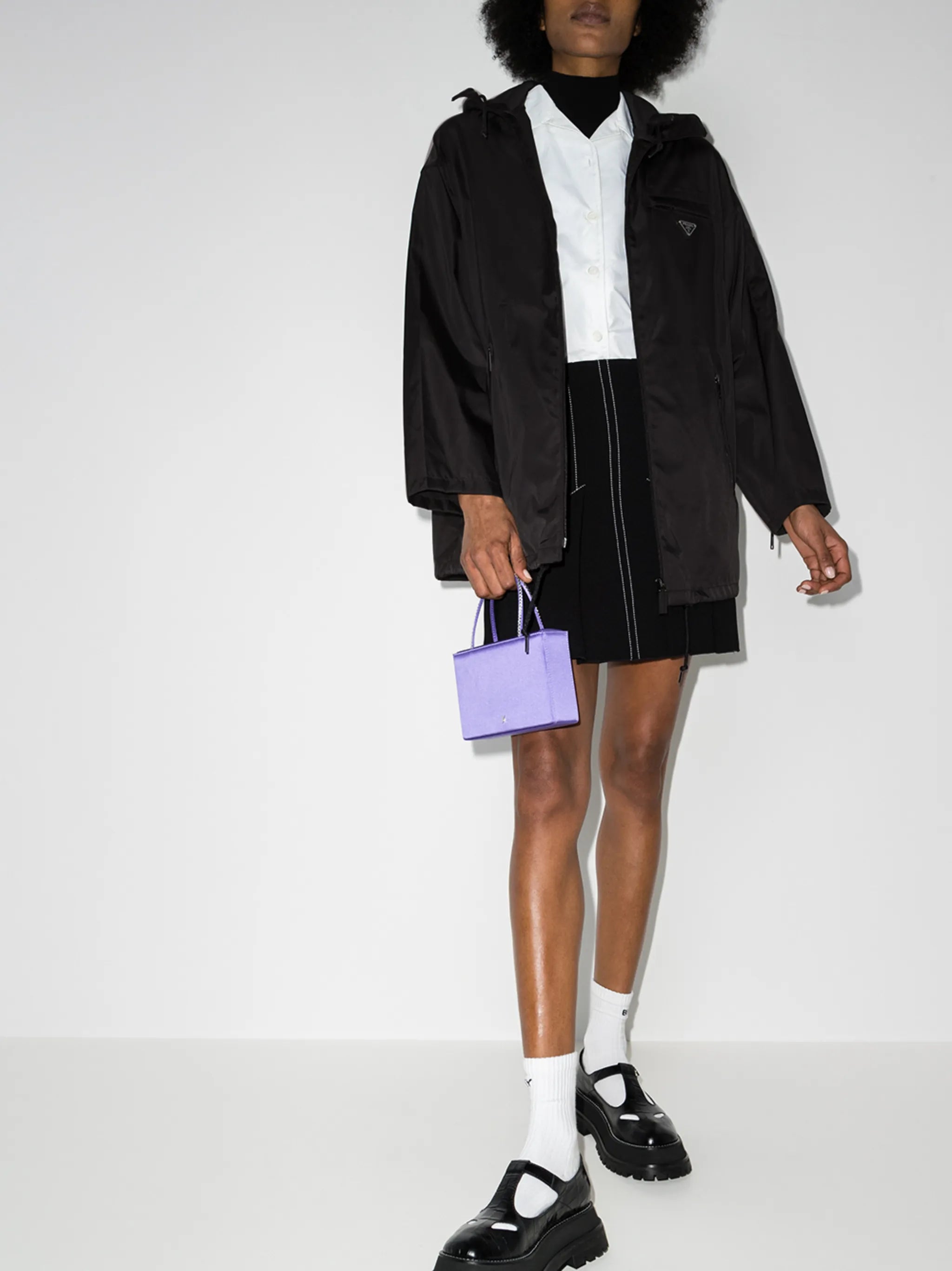 triangle-logo hooded raincoat