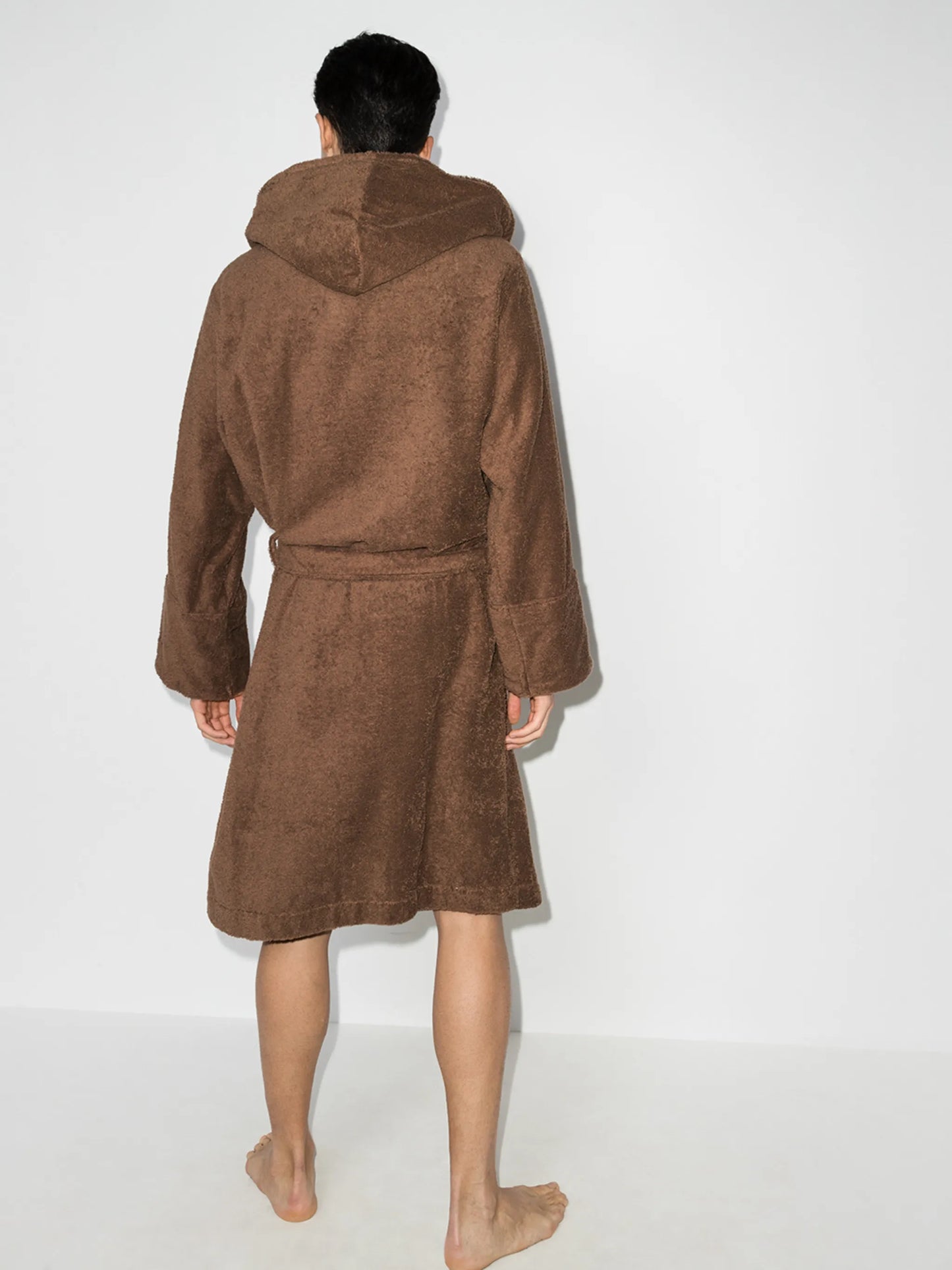 belted hooded bathrobe