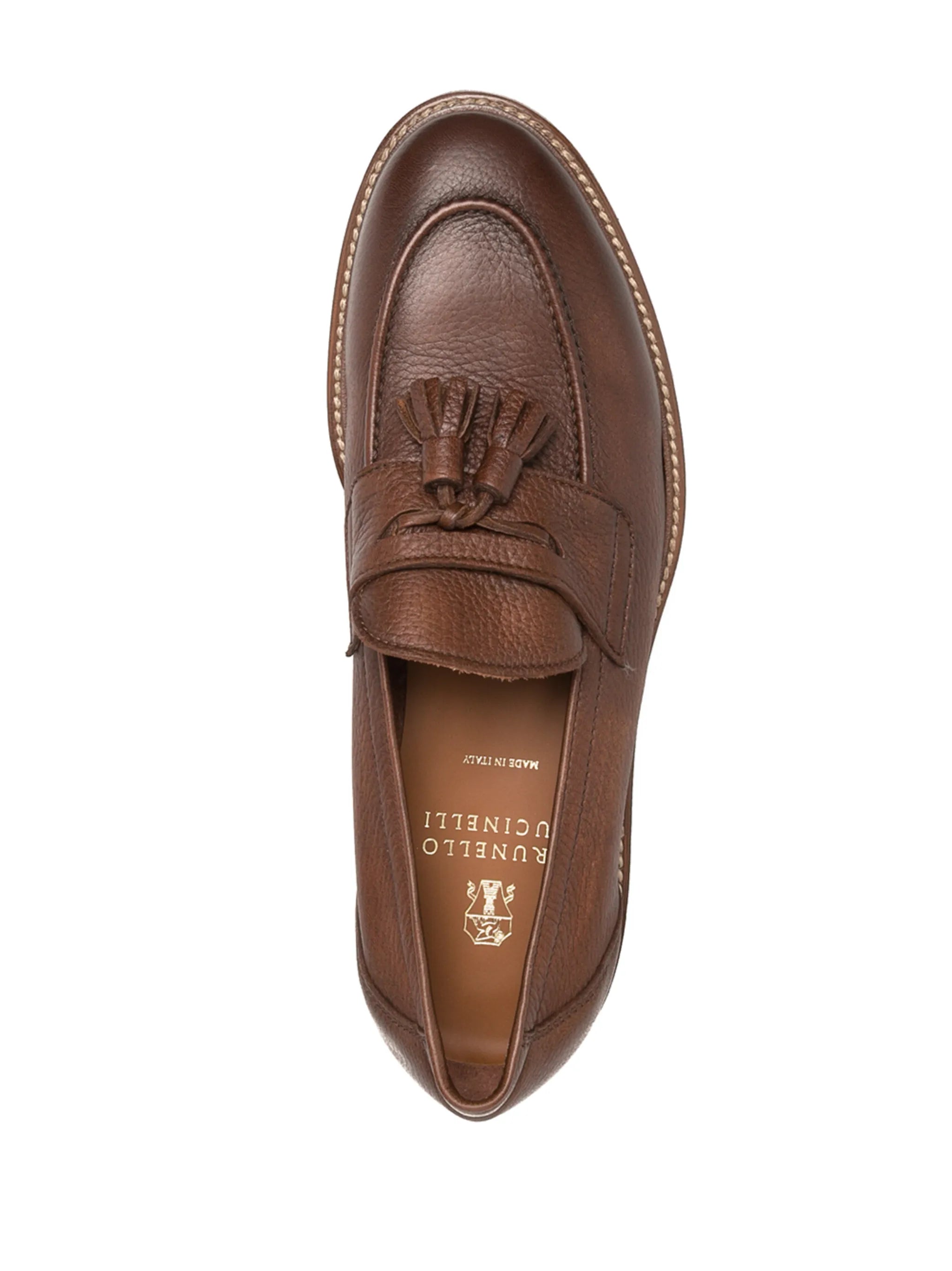 pebbled leather tassel loafers