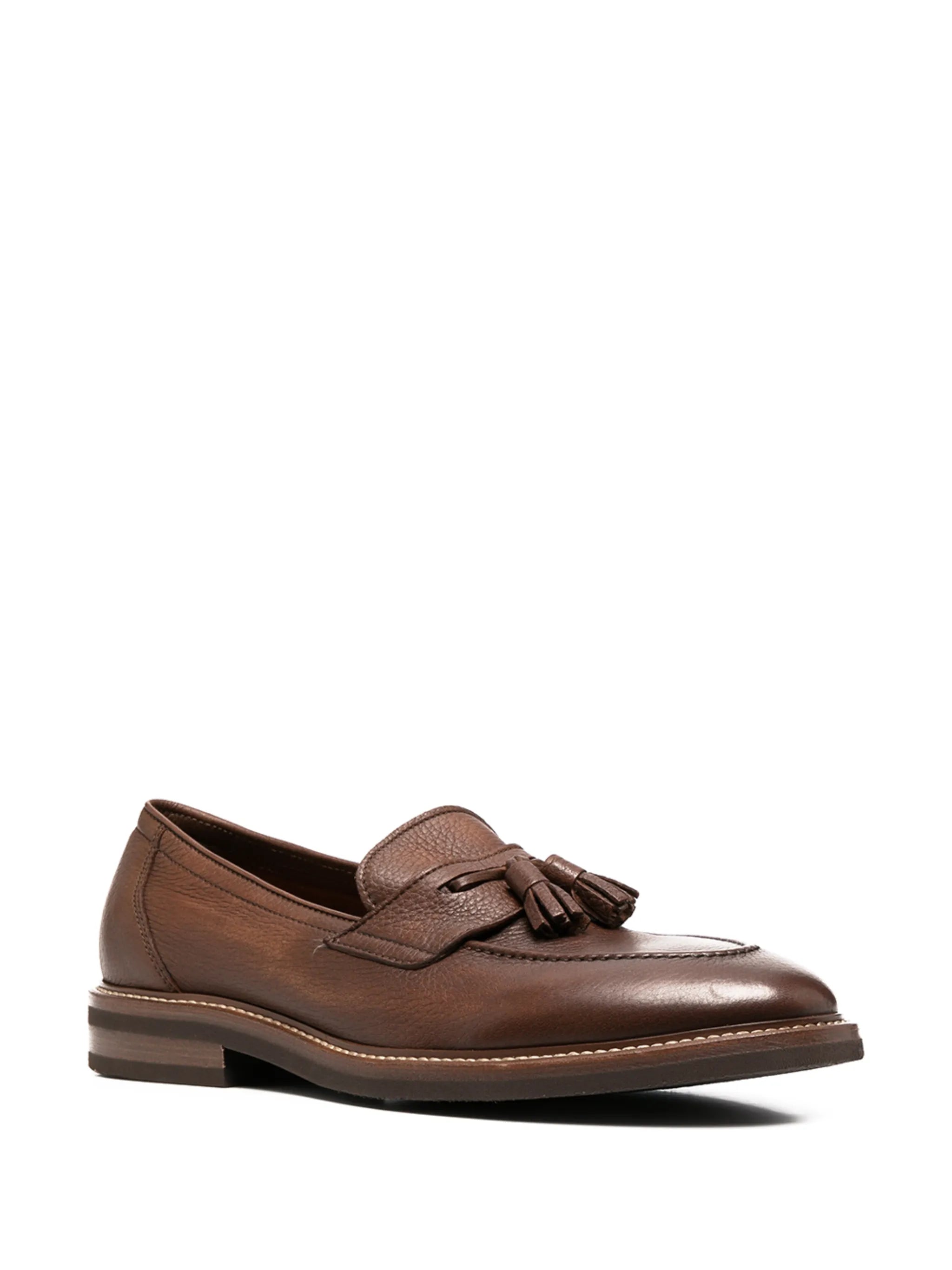 pebbled leather tassel loafers