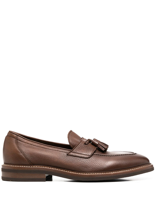 pebbled leather tassel loafers