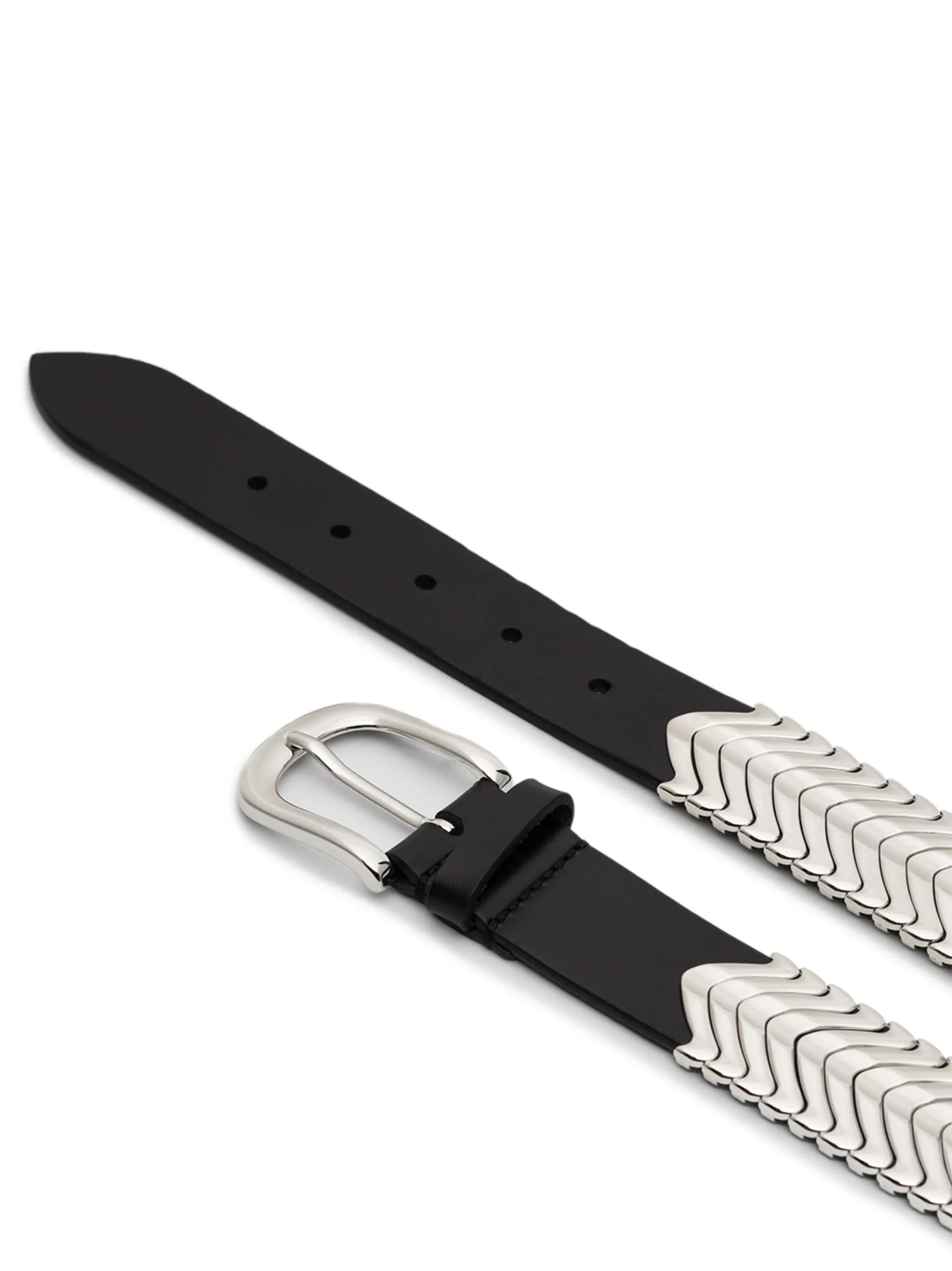 metal detail leather belt