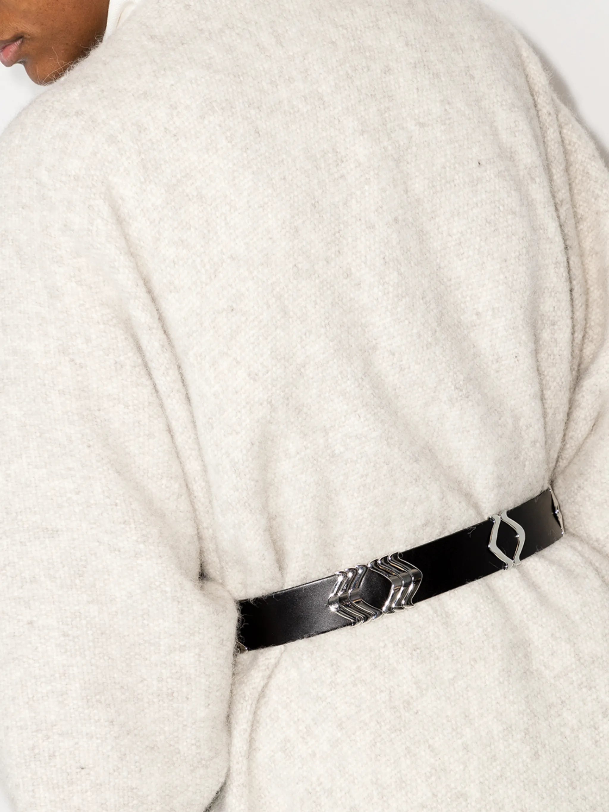 metal detail leather belt