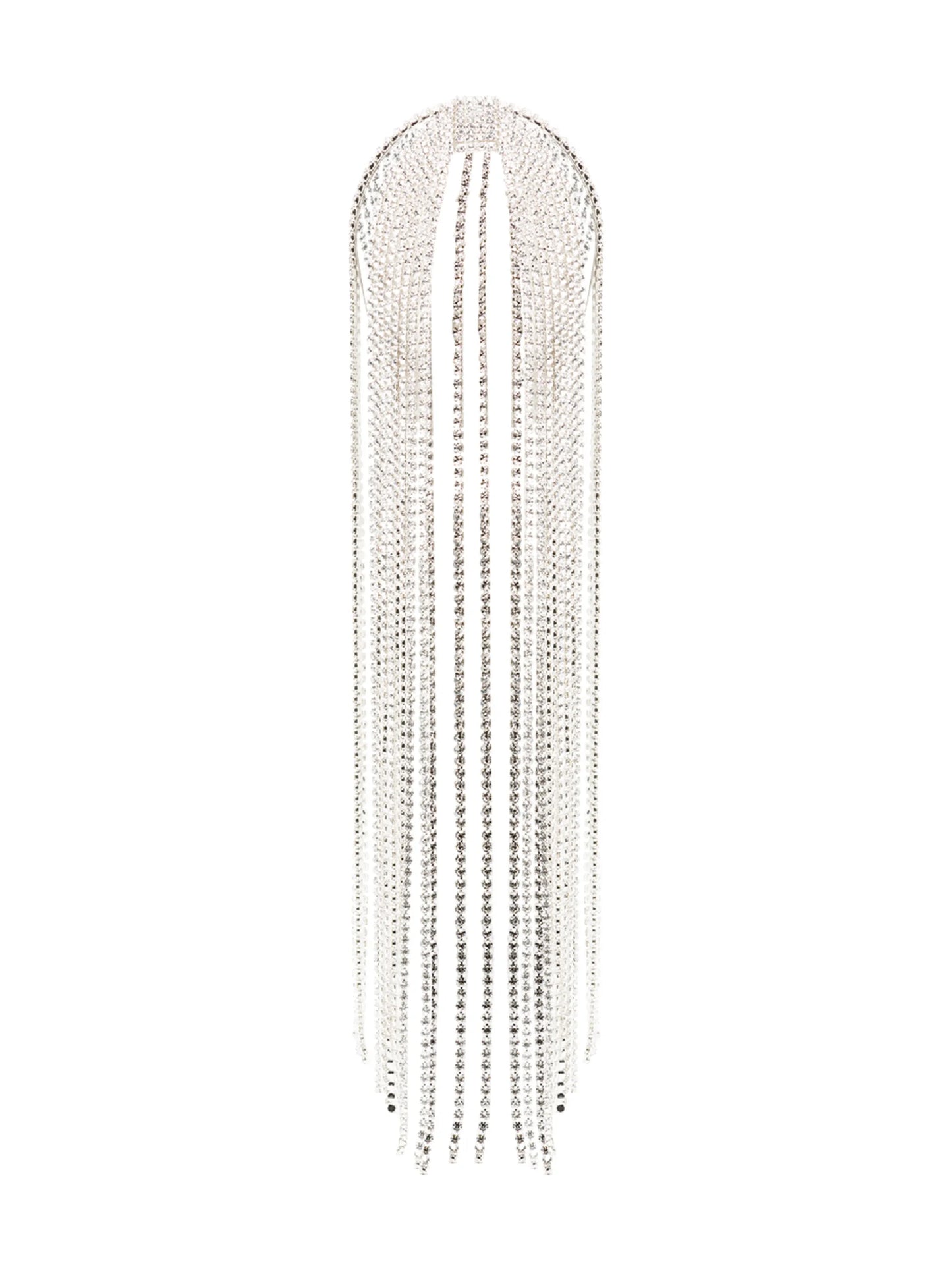 fringed crystal-embellished headpiece