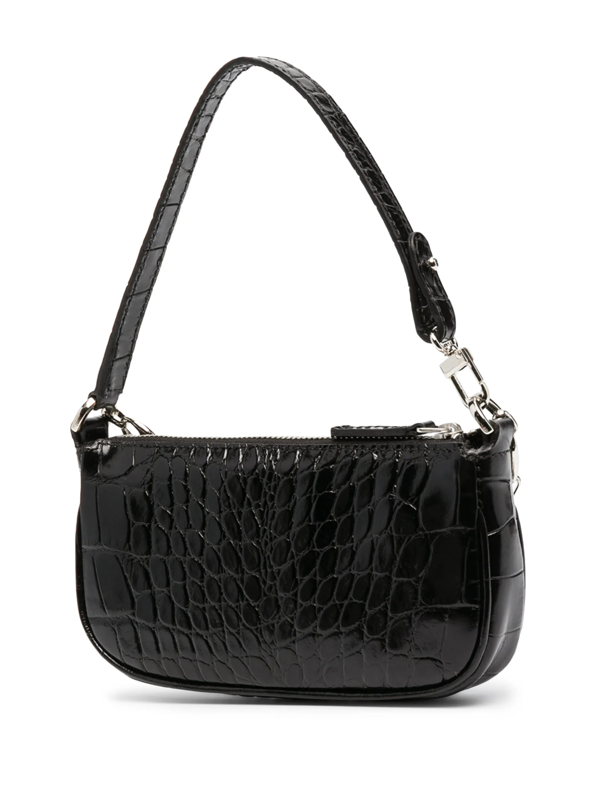 crocodile embossed shoulder bag