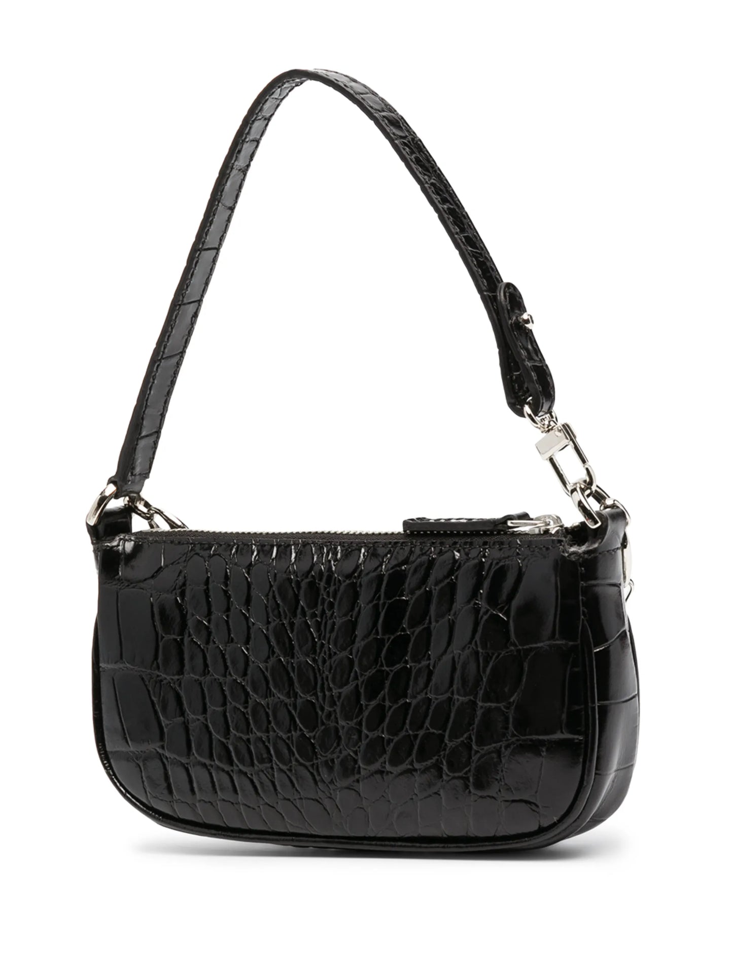 crocodile embossed shoulder bag