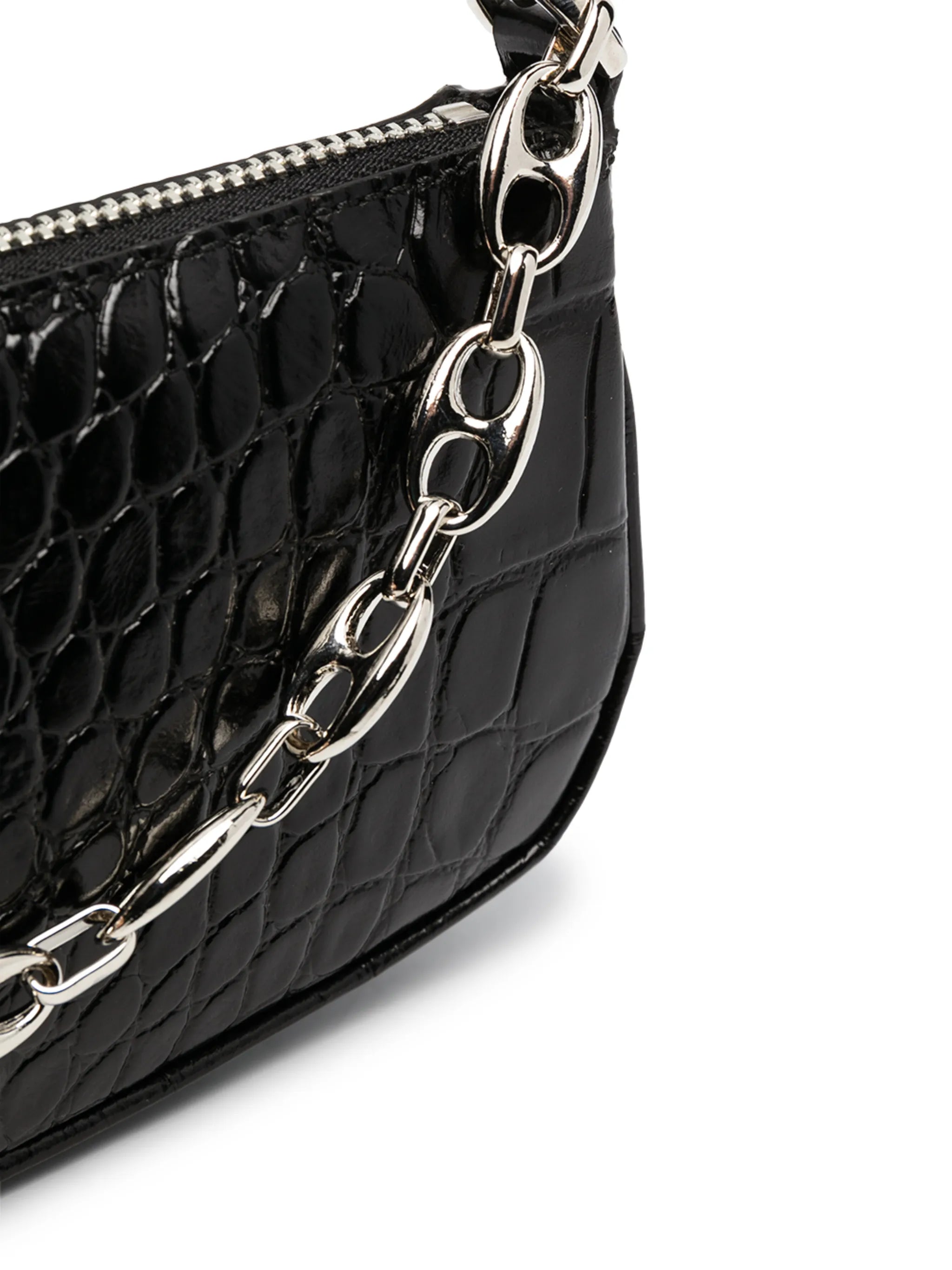 crocodile embossed shoulder bag