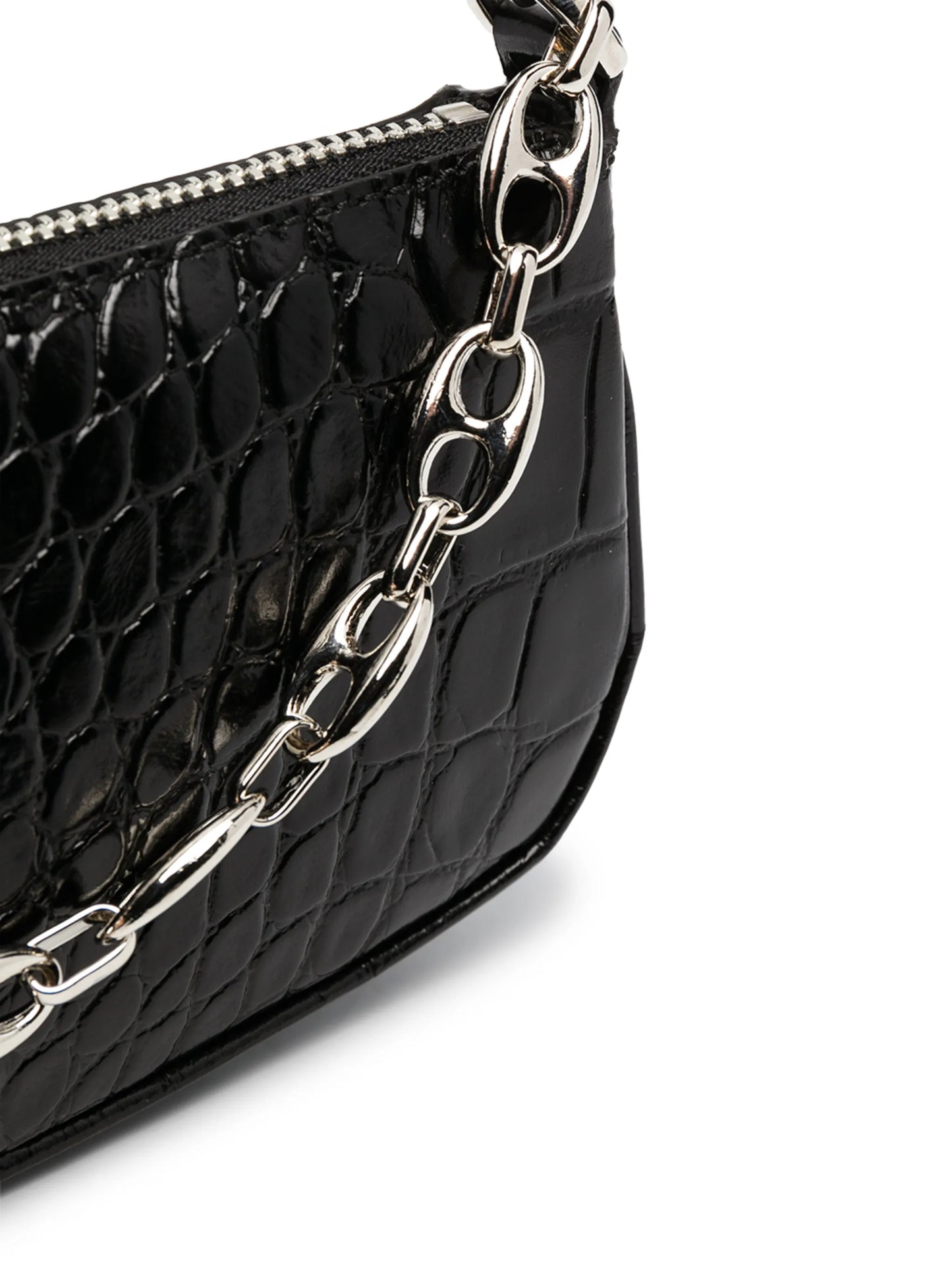 crocodile embossed shoulder bag