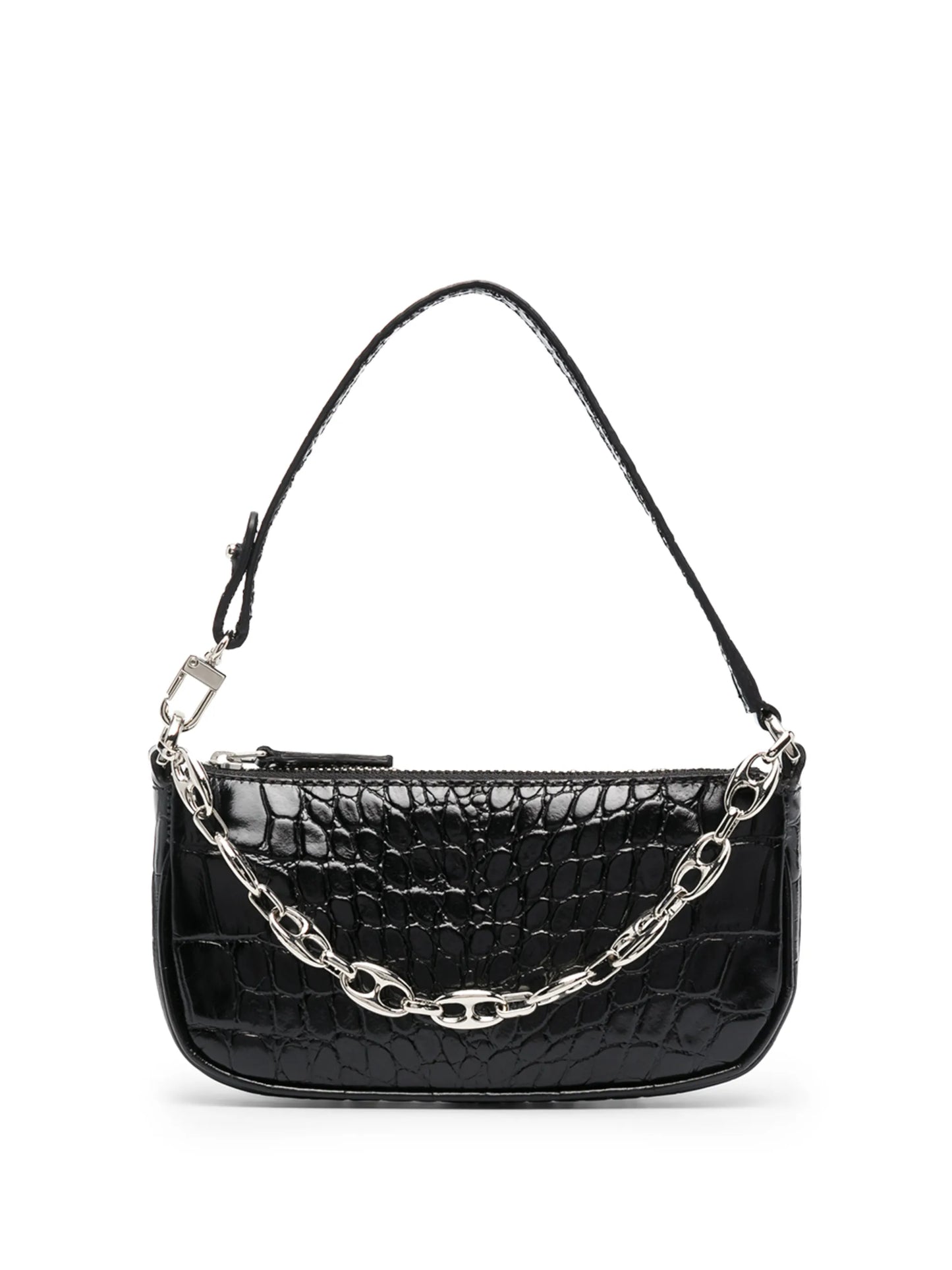 crocodile embossed shoulder bag