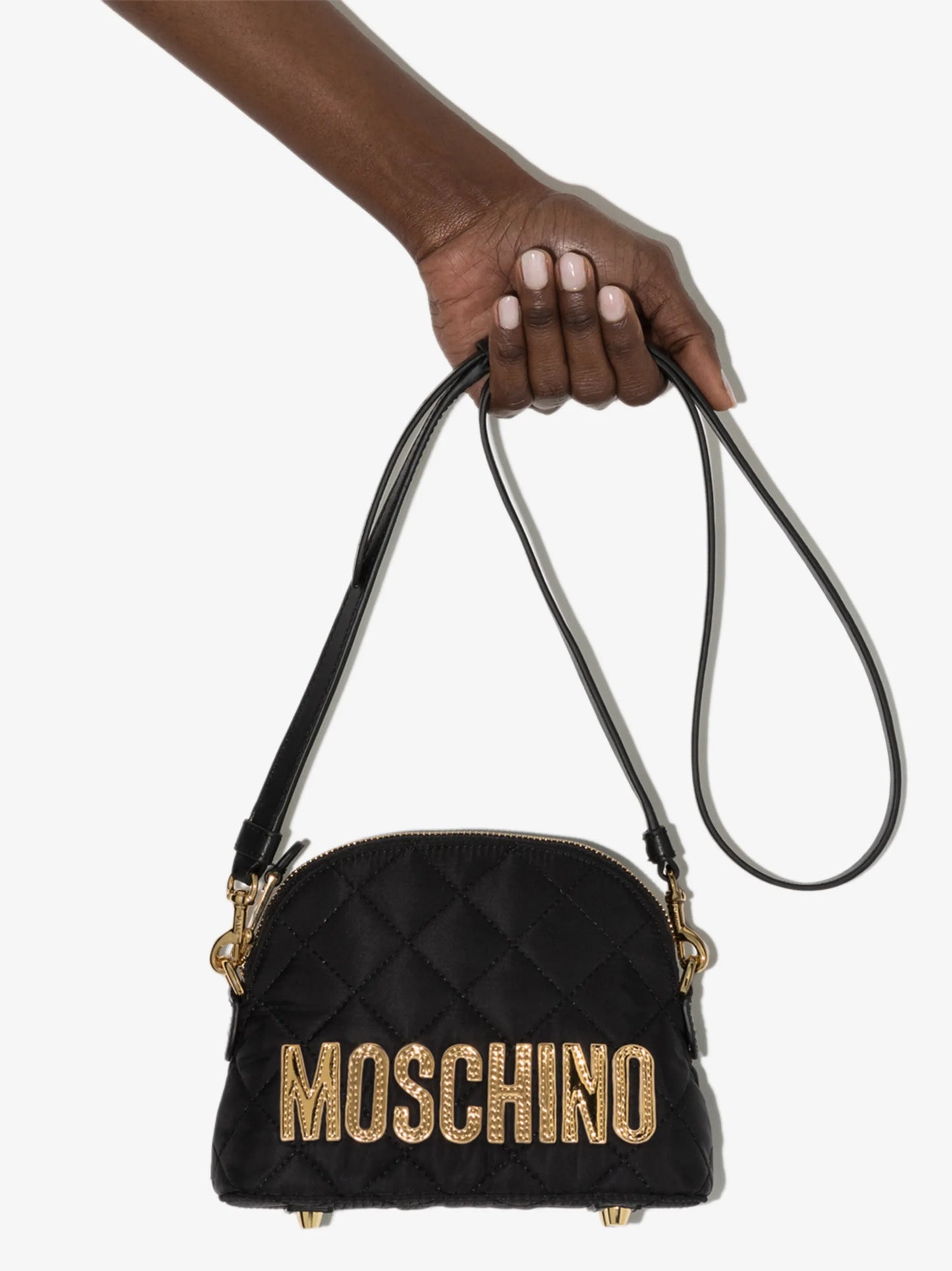logo-embroidered quilted shoulder bag
