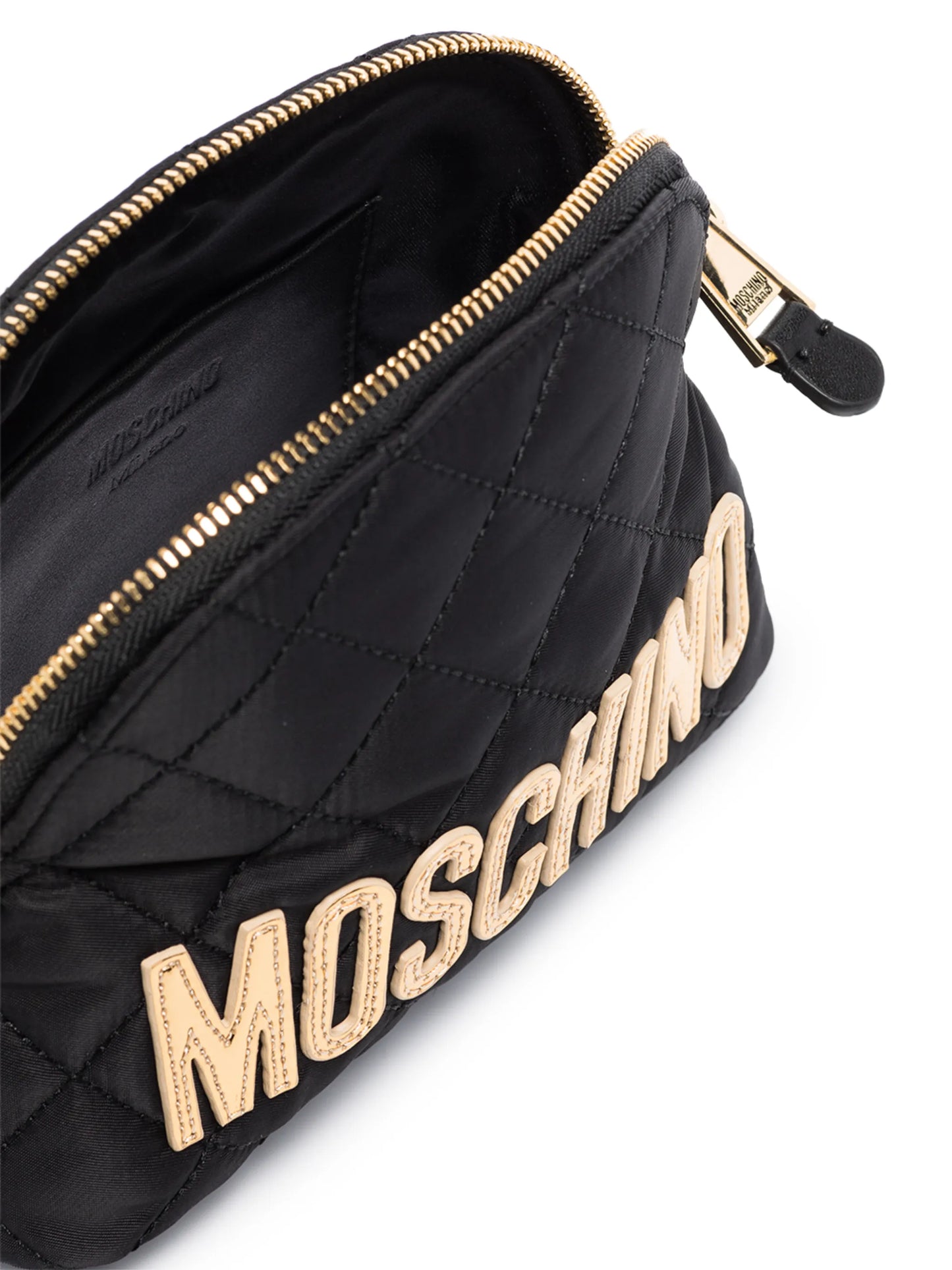 logo-embroidered quilted shoulder bag