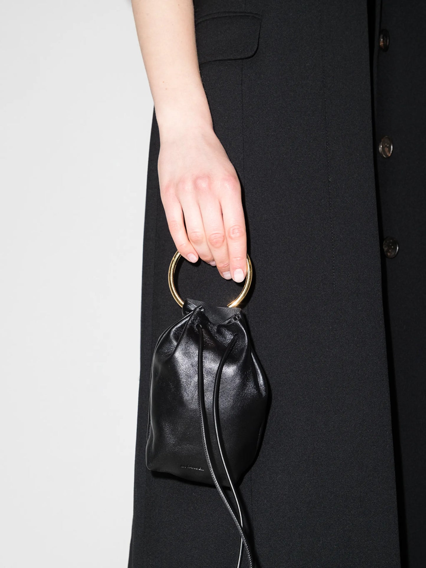 drawstring leather mini bag