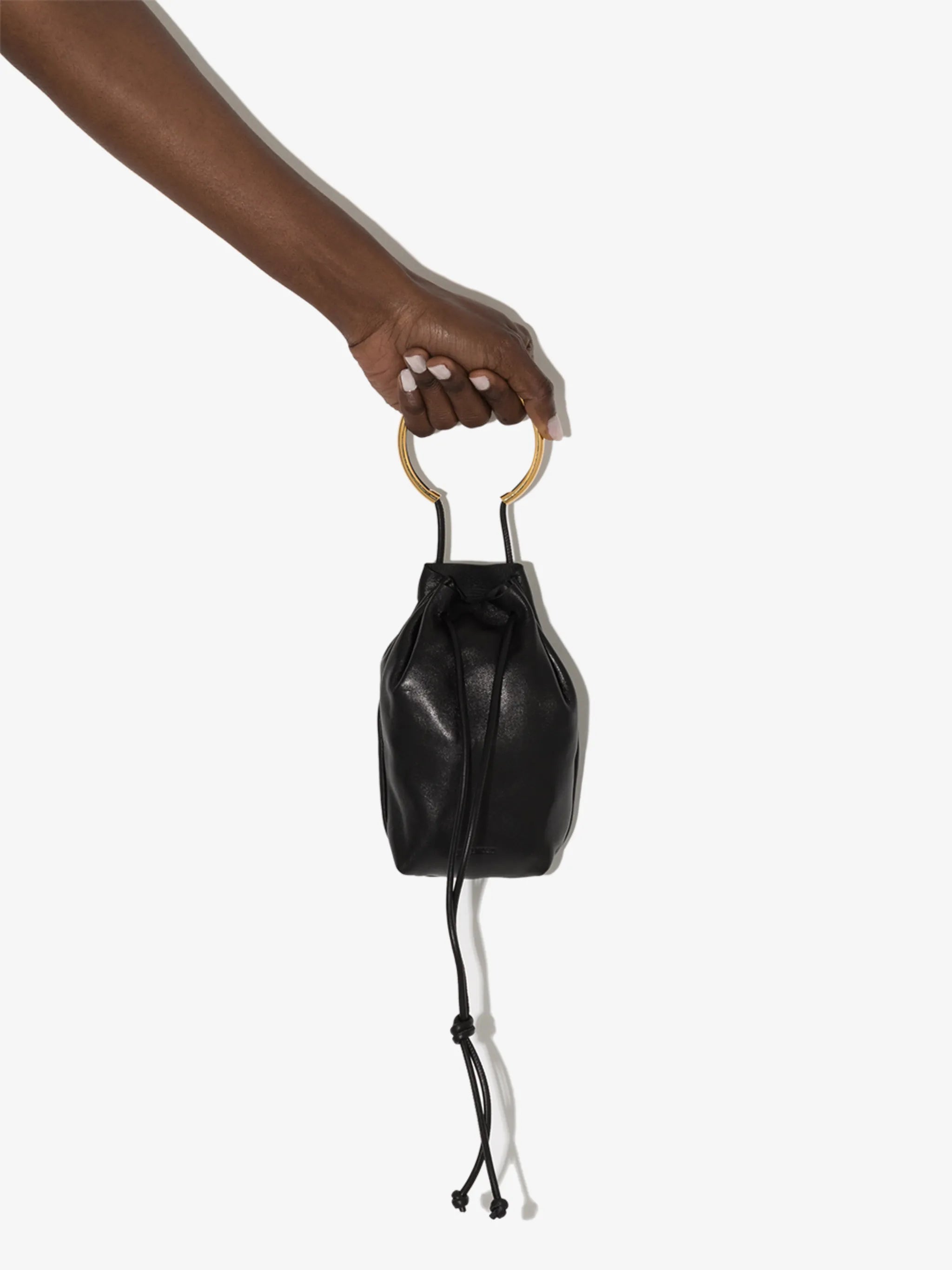 drawstring leather mini bag