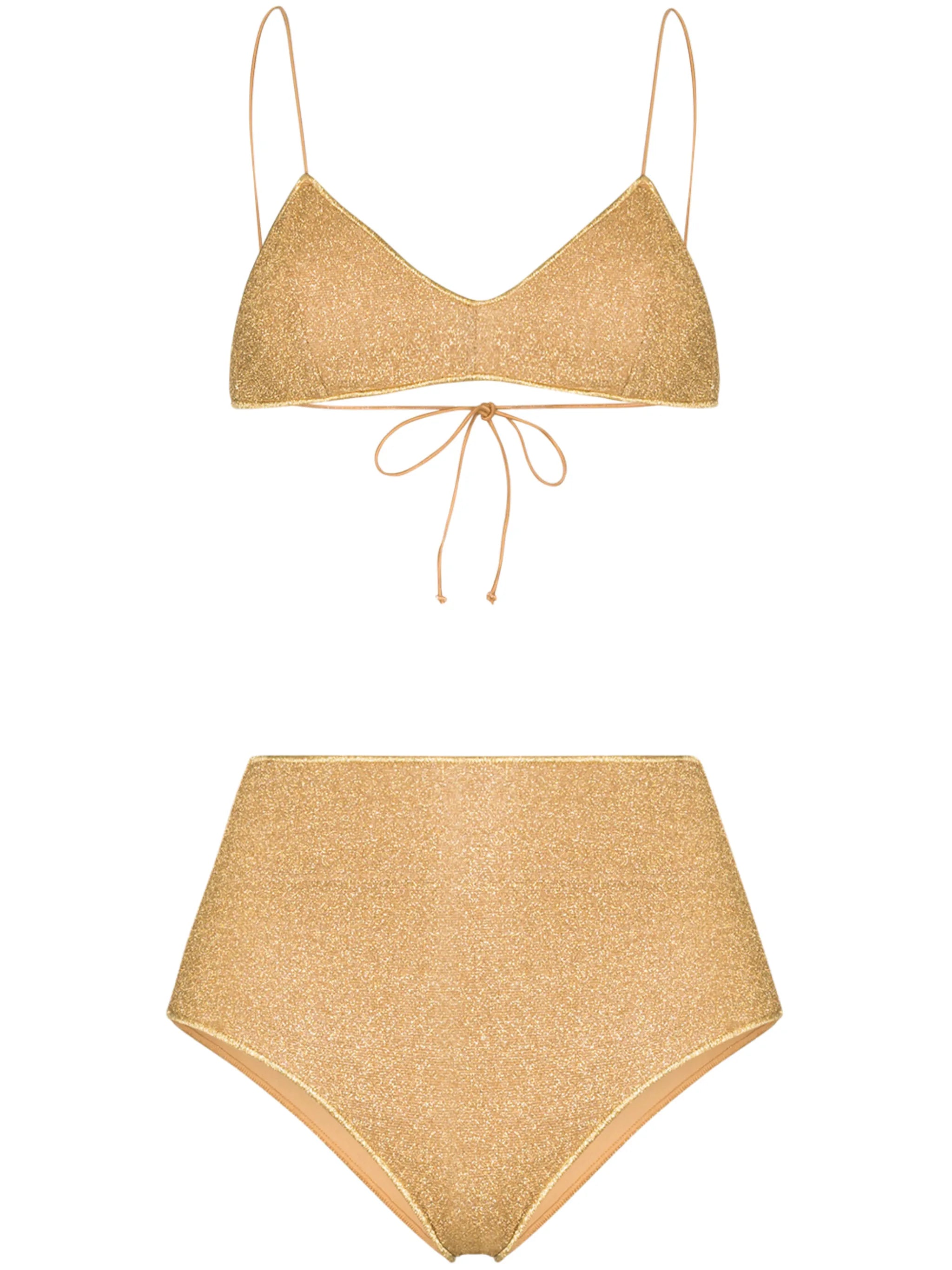 Lumiére metallic high-waist bikini set