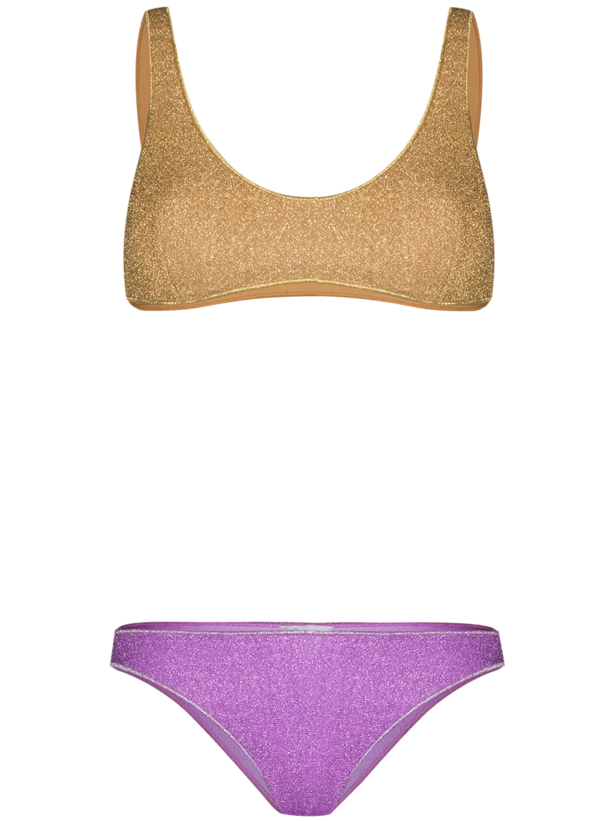 lurex two-tone bikini set