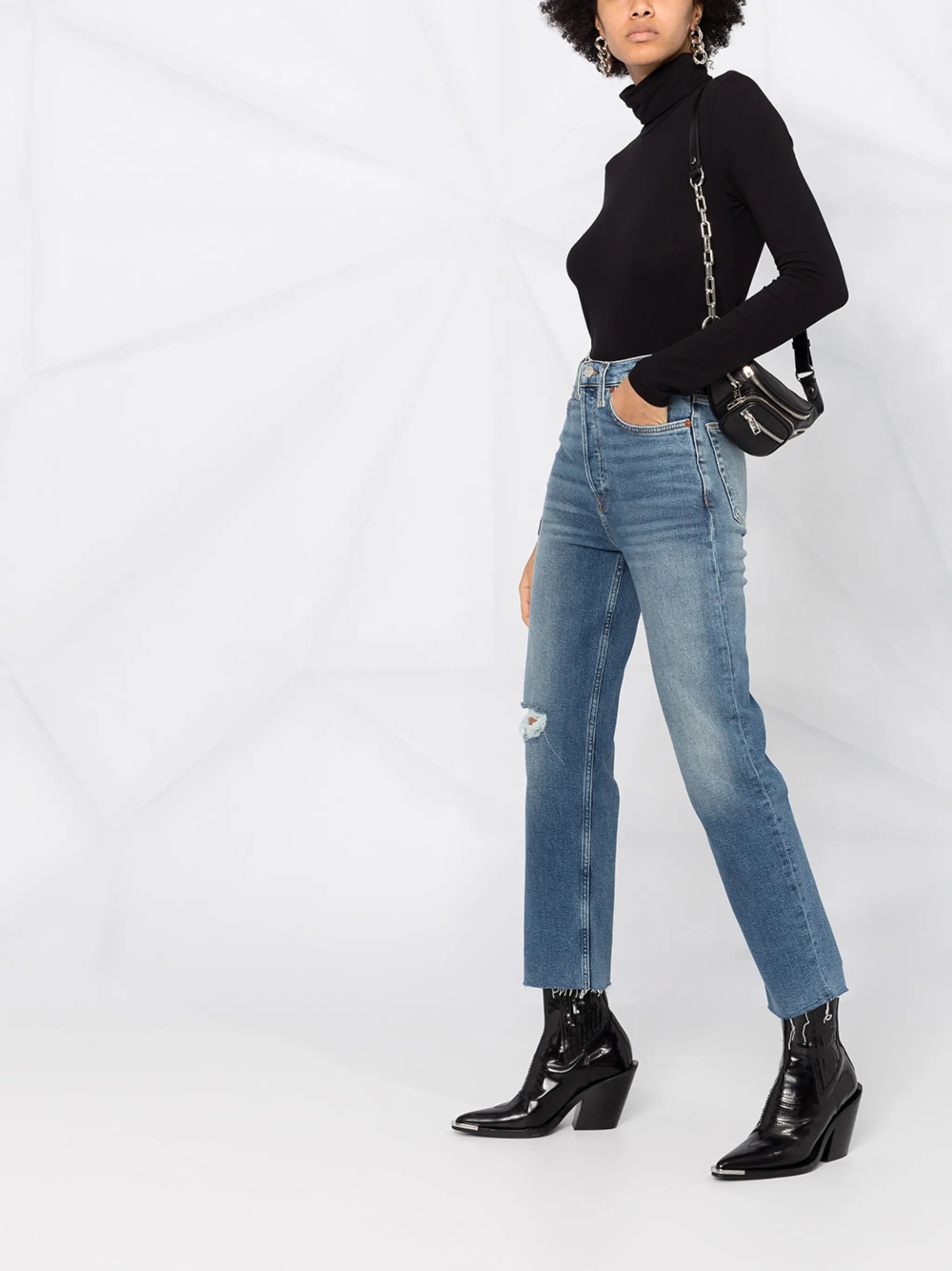 high-rise bootcut jeans
