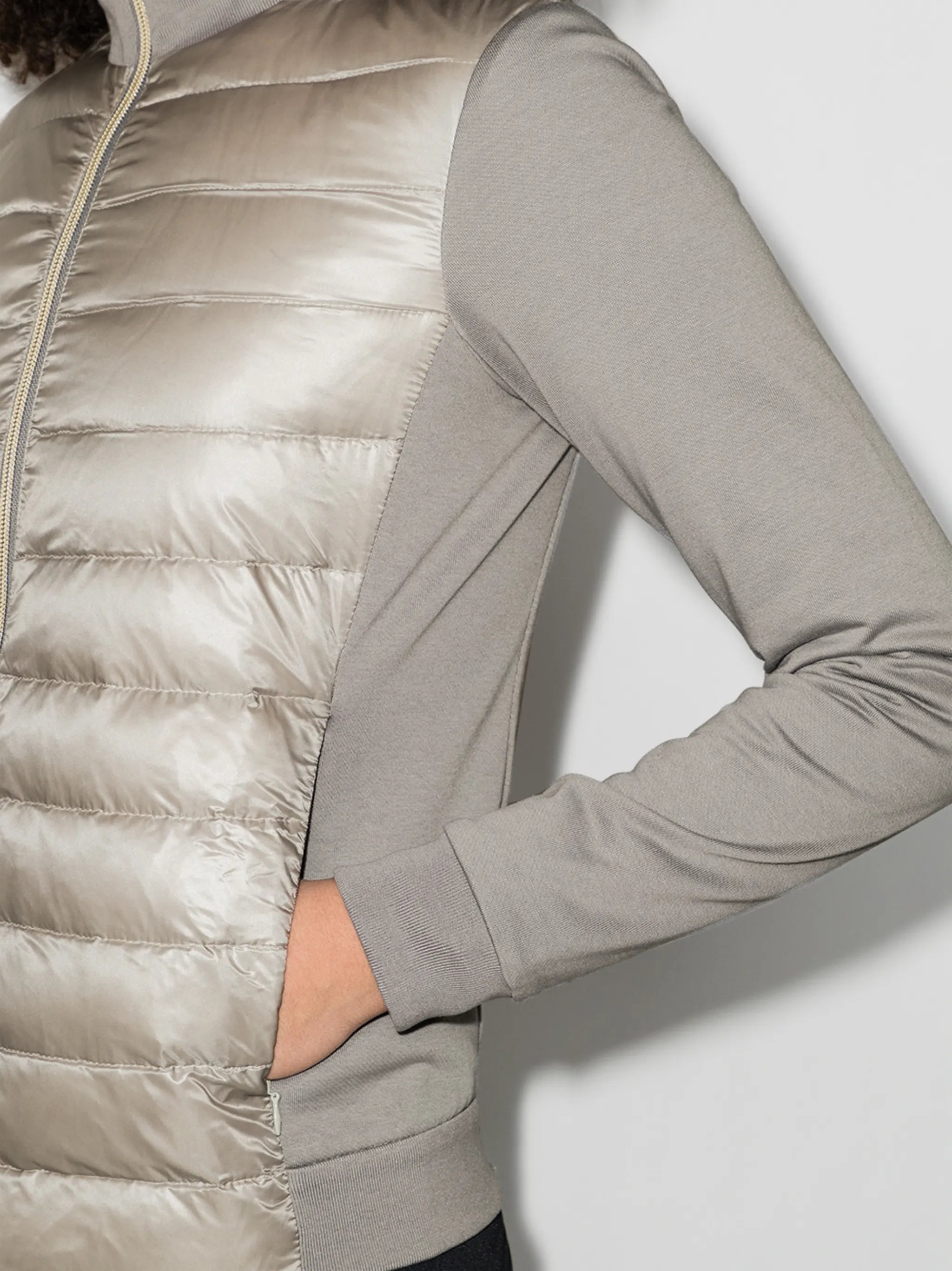 quilted panelled zipped jacket