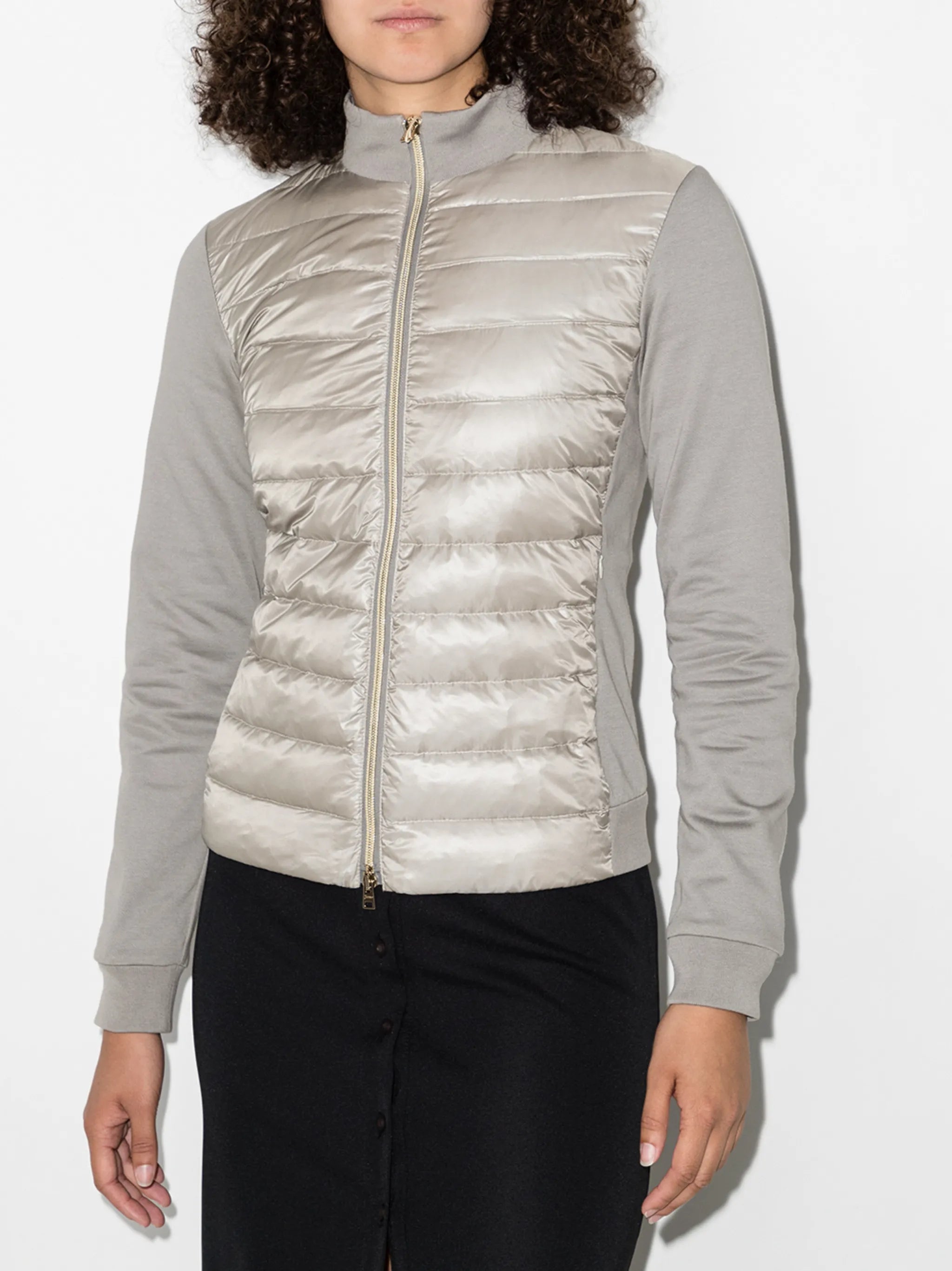 quilted panelled zipped jacket