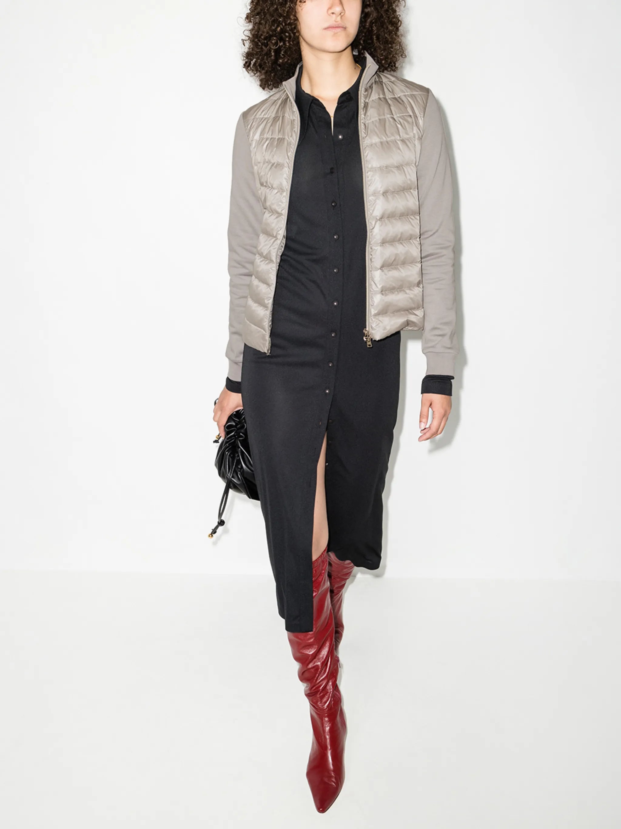 quilted panelled zipped jacket