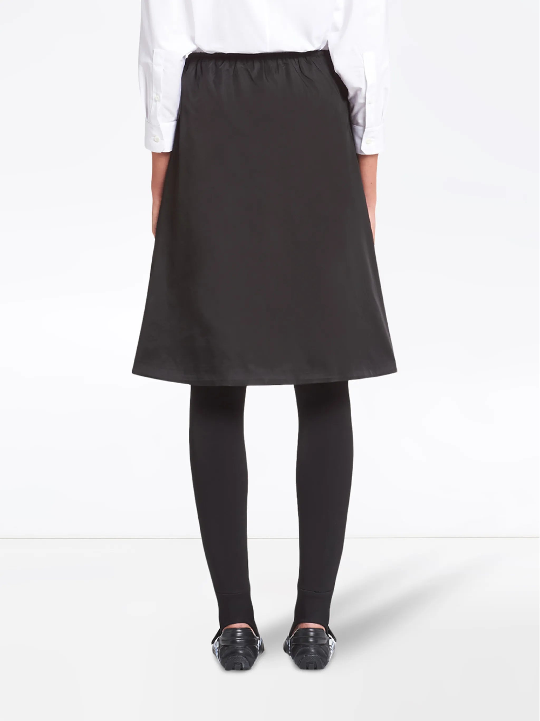 Re-Nylon gabardine flared skirt