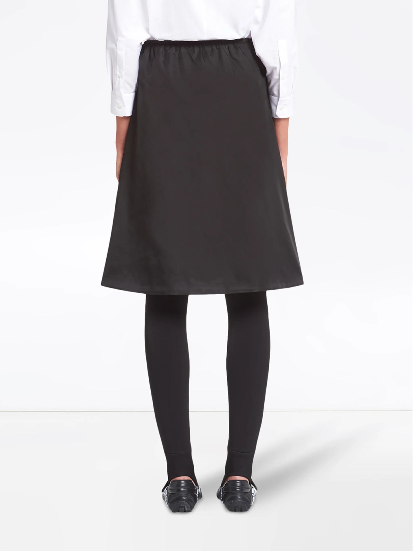 Re-Nylon gabardine flared skirt