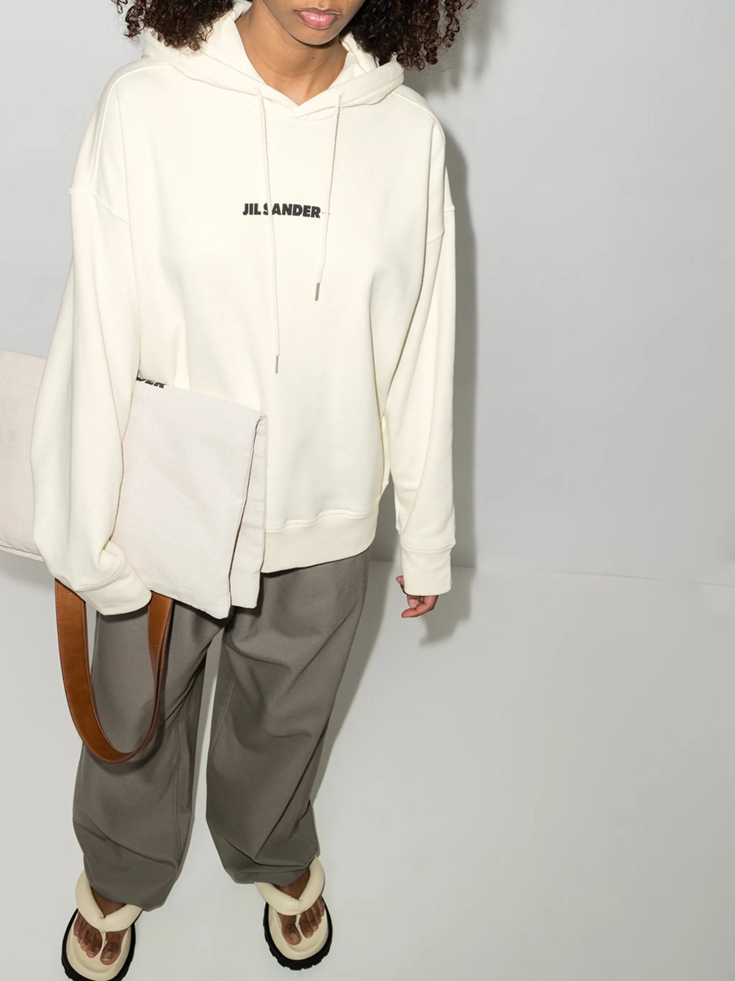 logo print drawstring hoodie
