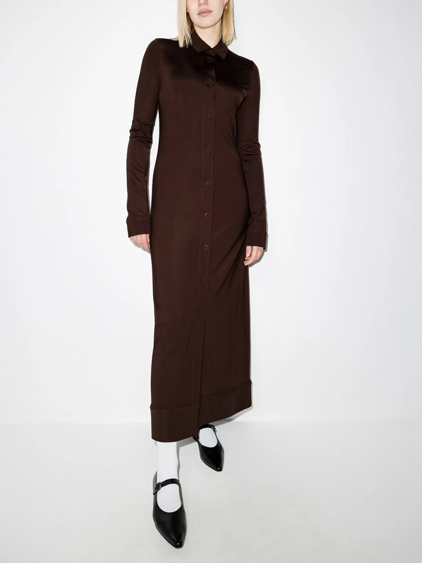 buttoned long-sleeve dress