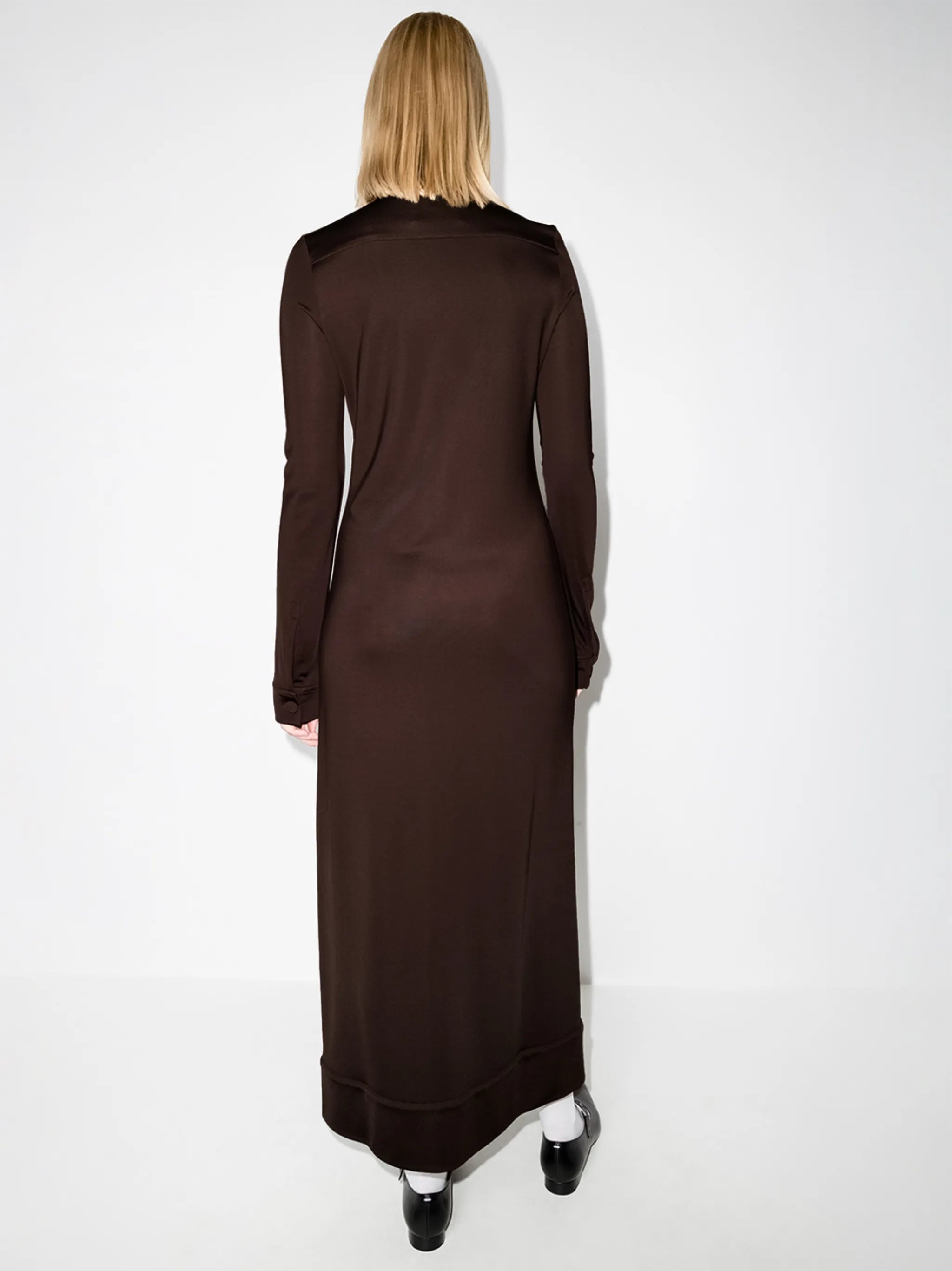 buttoned long-sleeve dress