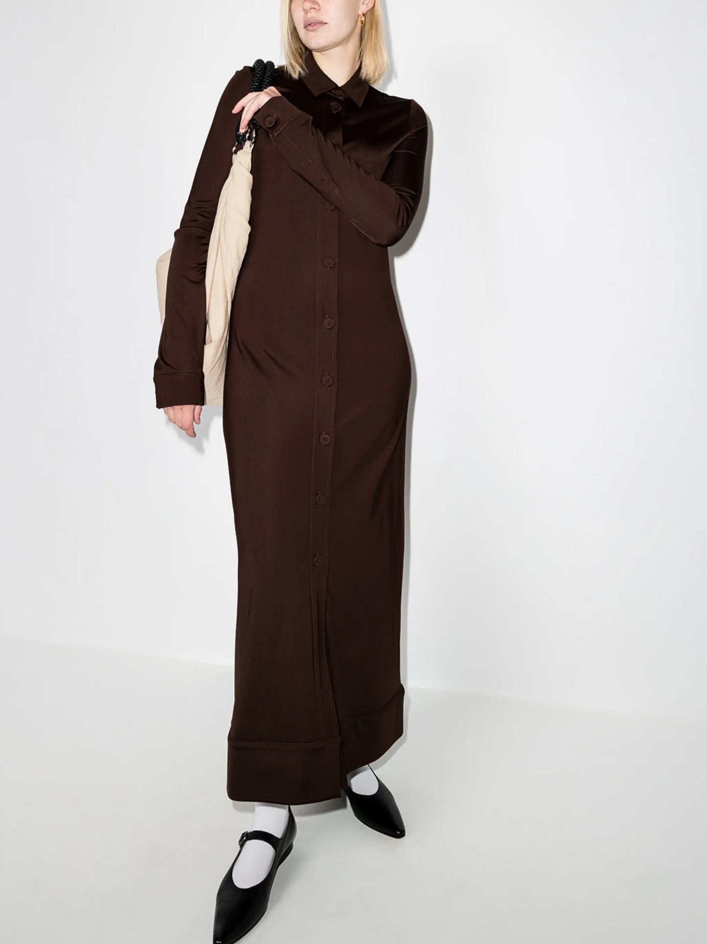 buttoned long-sleeve dress