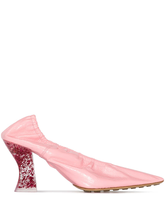 transparent embellished 75mm heel pumps