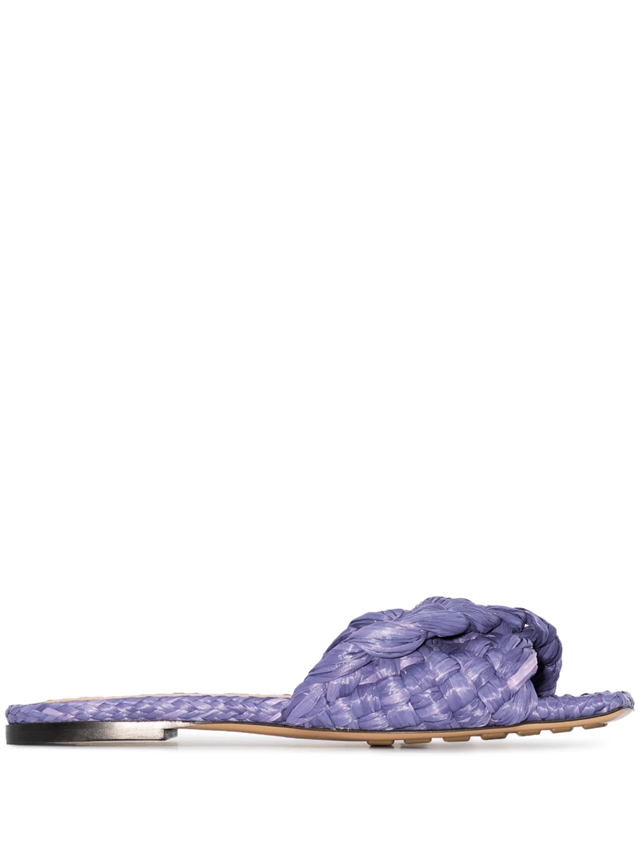 Intrecciato square toe slide sandals