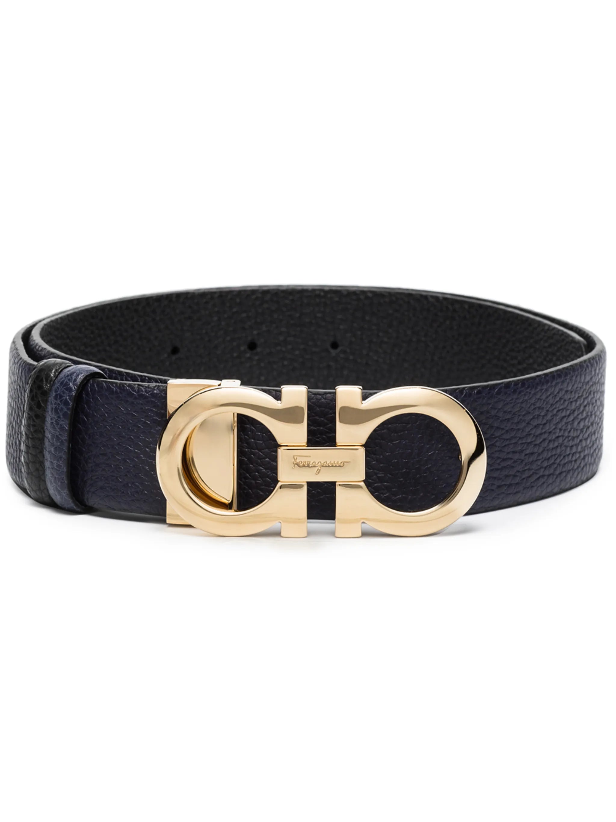 leather Gancini buckle belt