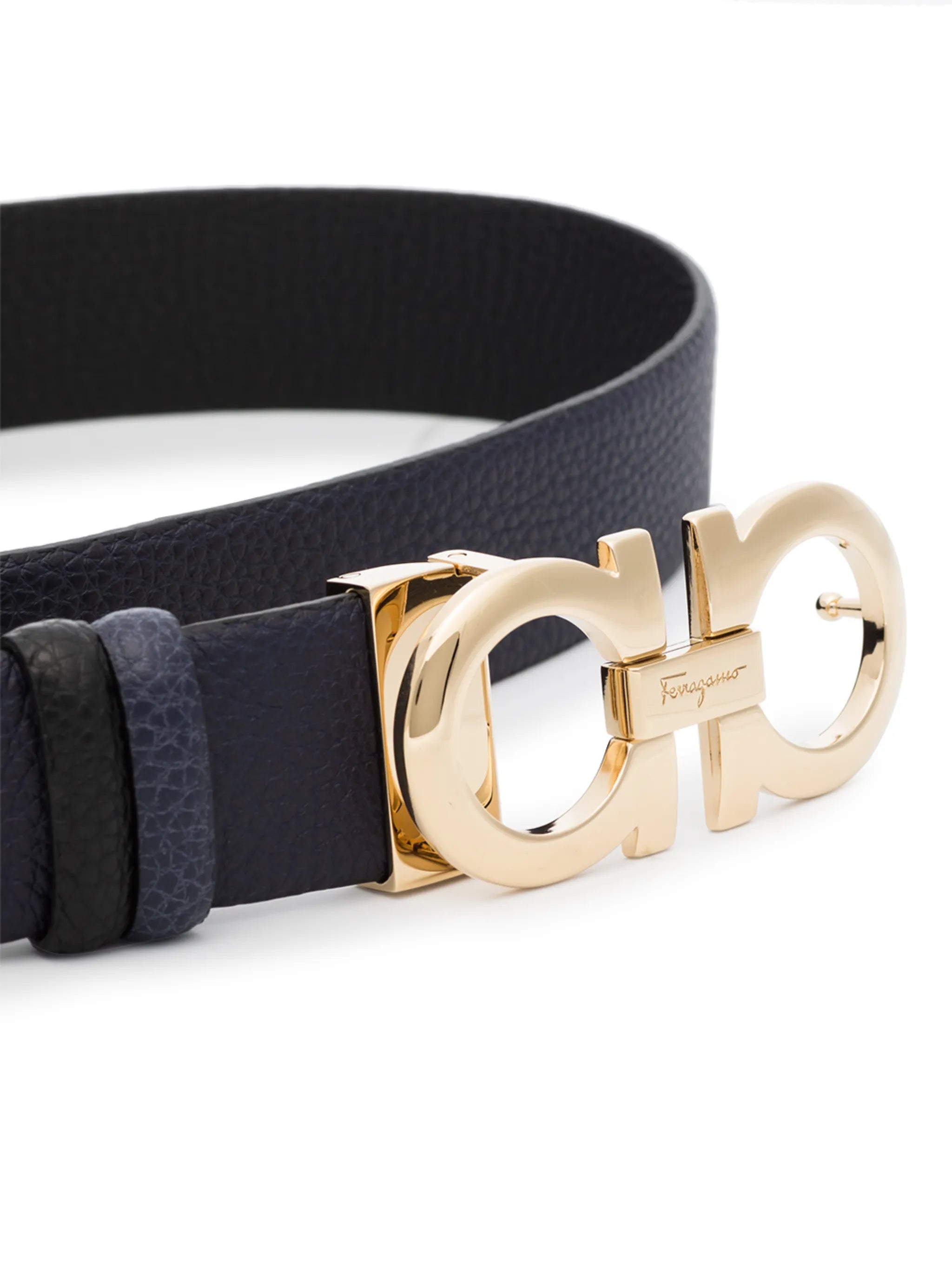 leather Gancini buckle belt
