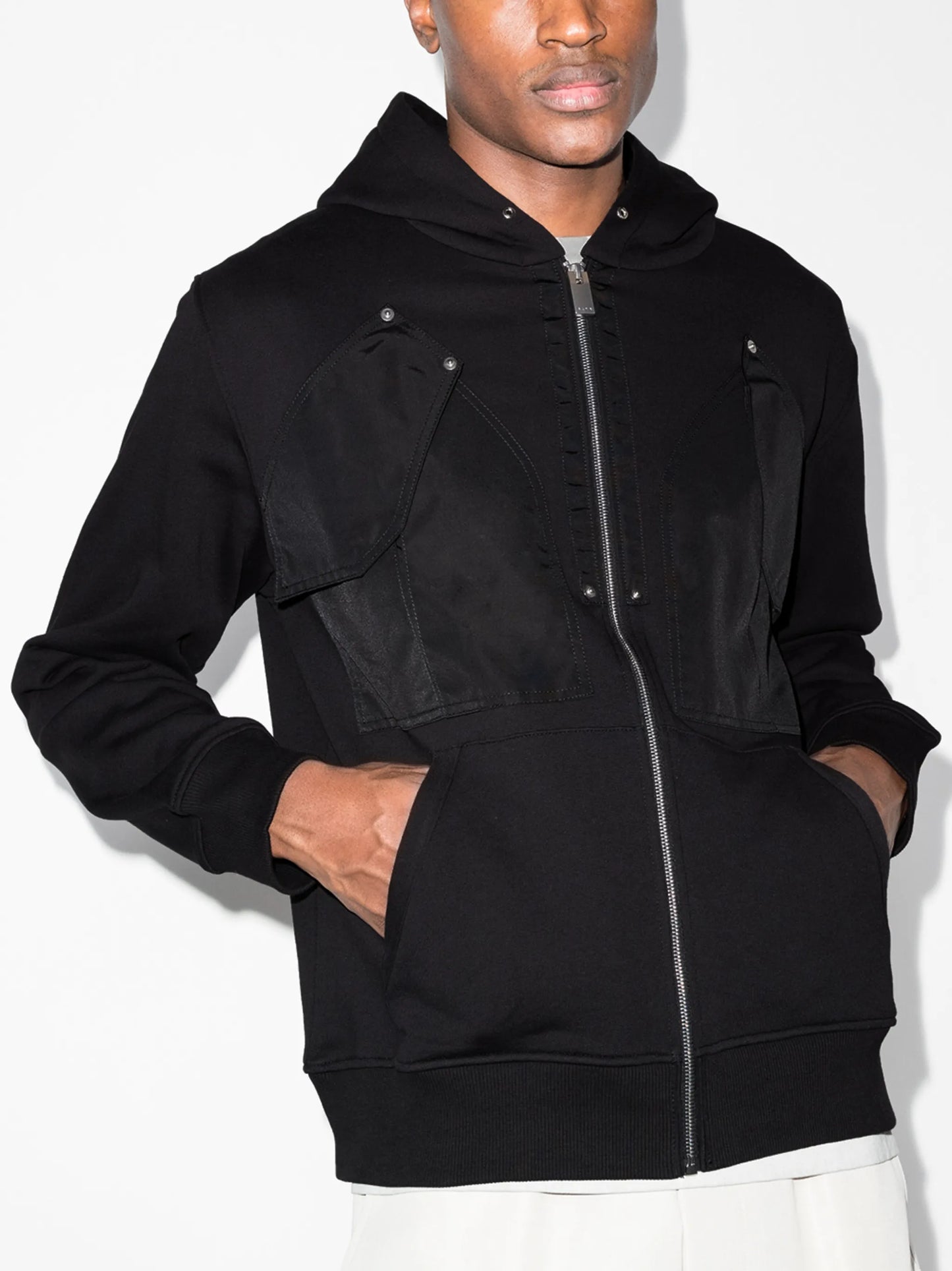 panelled zip-up hoodie