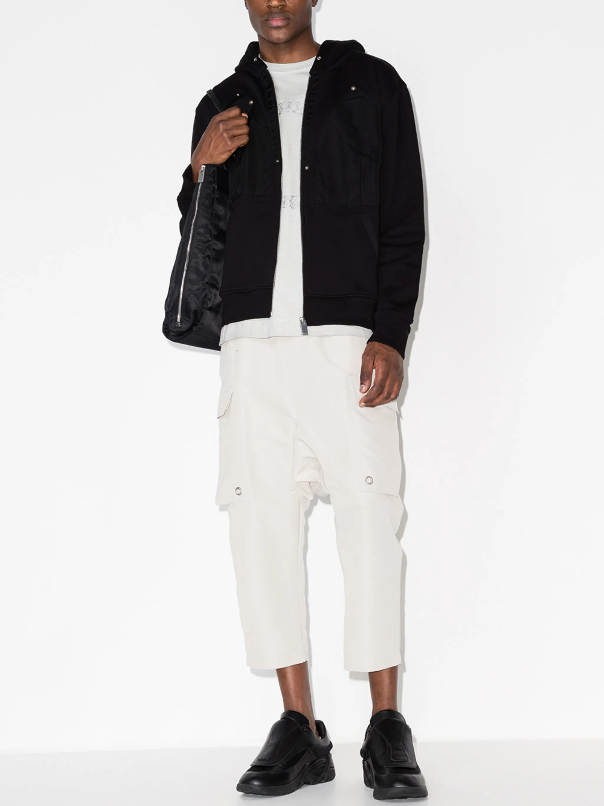 panelled zip-up hoodie